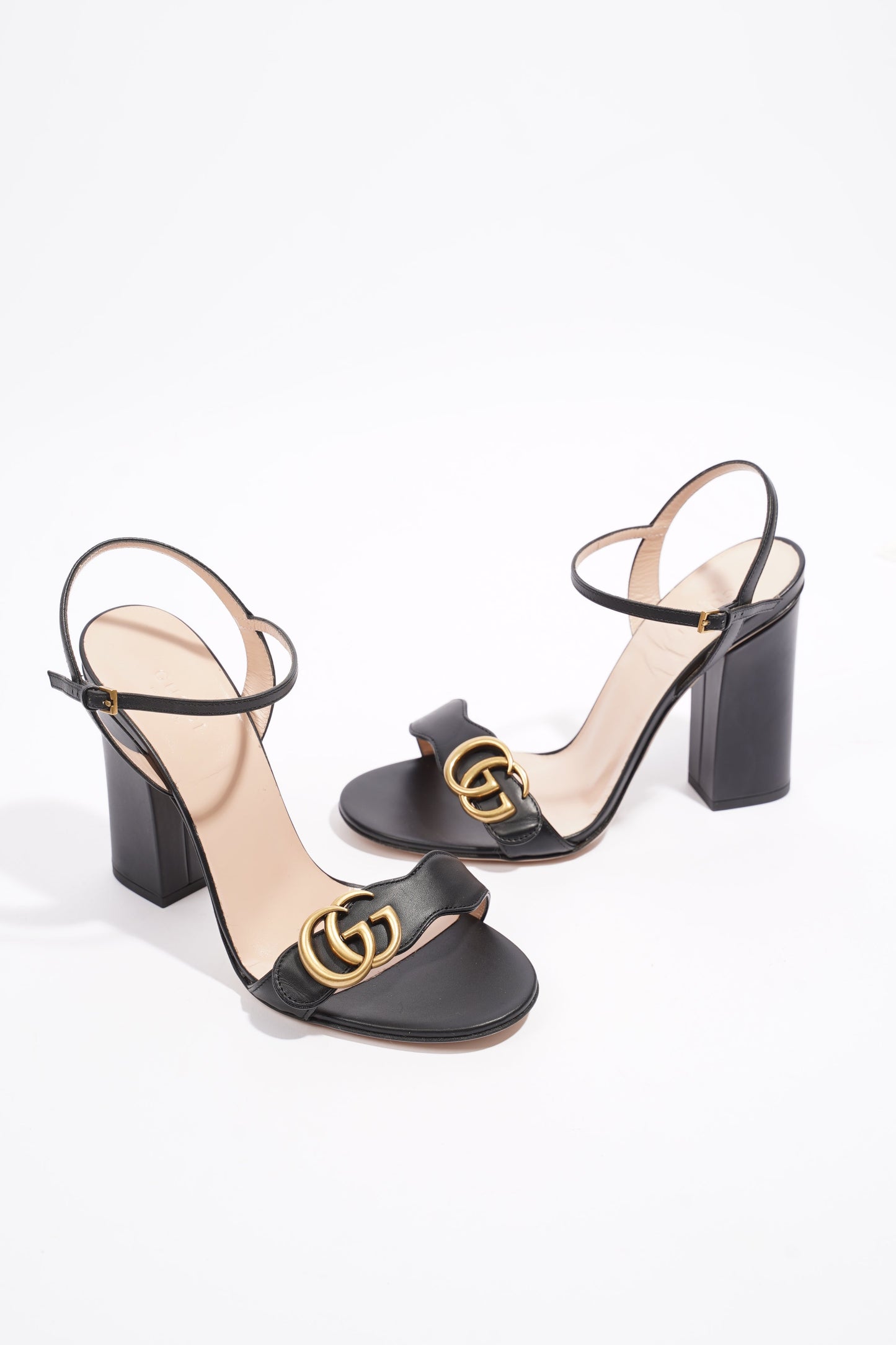 Gucci Marmont Sandal 105 Black / Beige Leather EU 38 UK 5