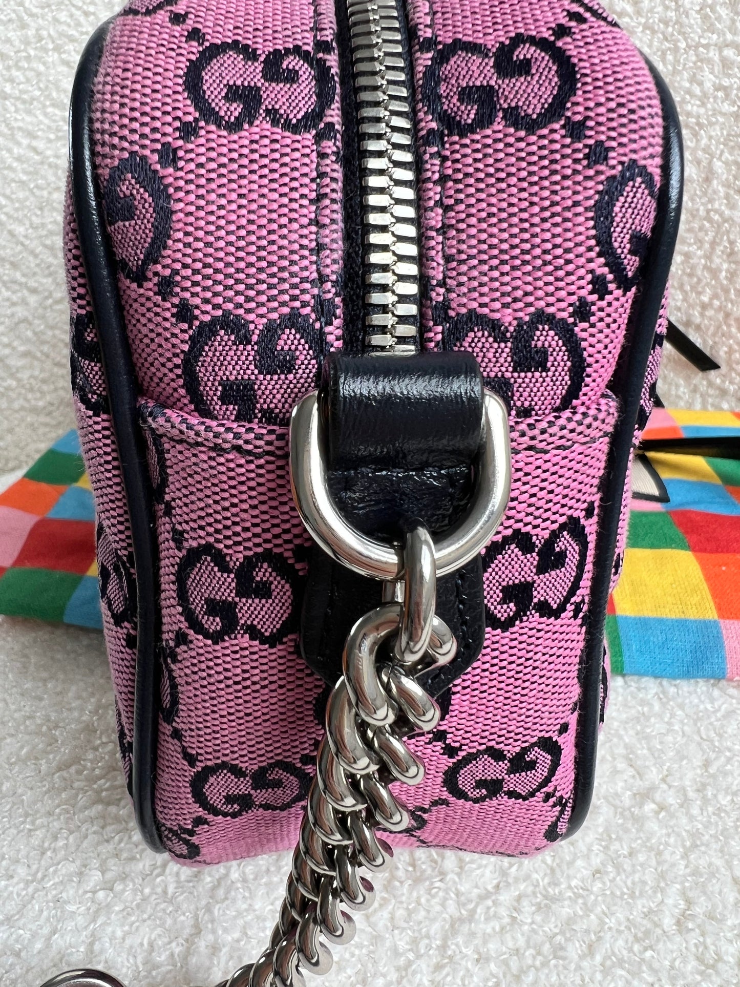 Gucci GG Marmont Pink Canvas Small Shoulder Bag (RRP £1050)