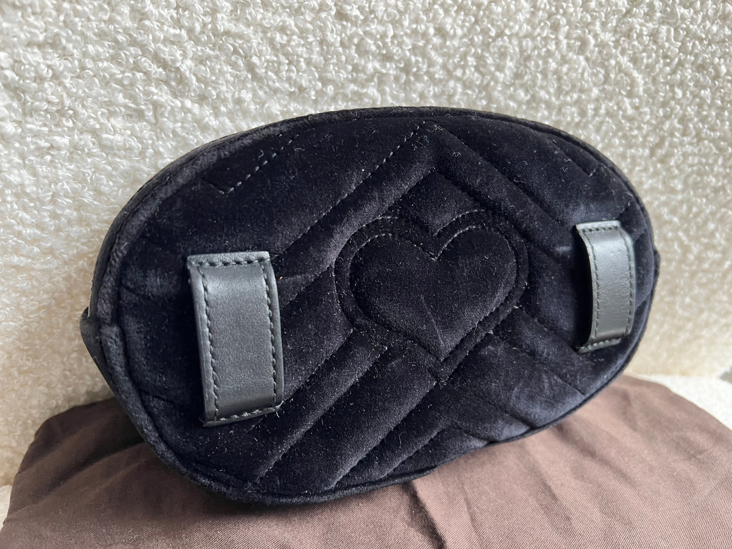 Gucci GG Black Velvet Marmont Belt Bag