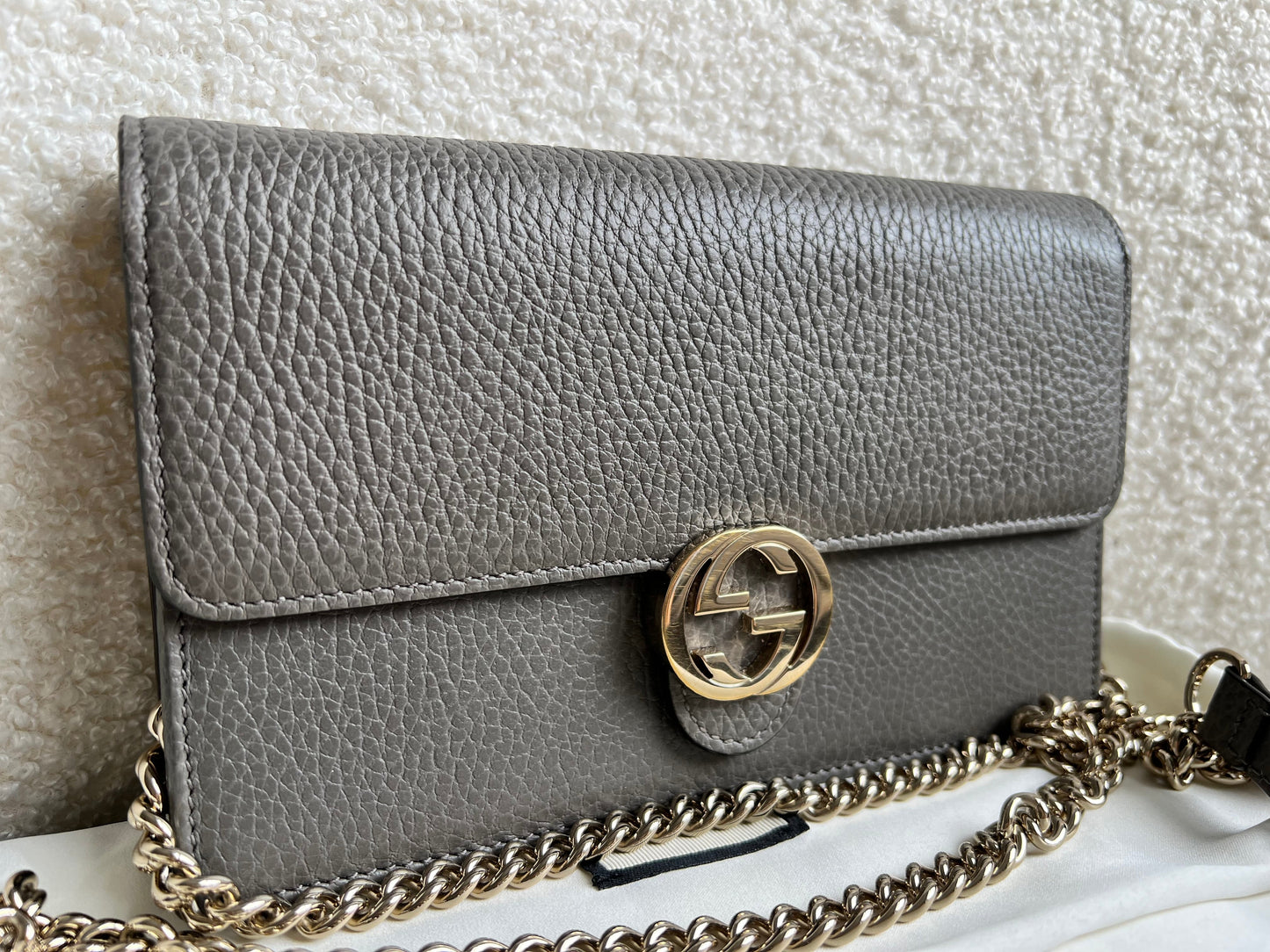 Gucci Dollar Grey Interlocking Chain Wallet