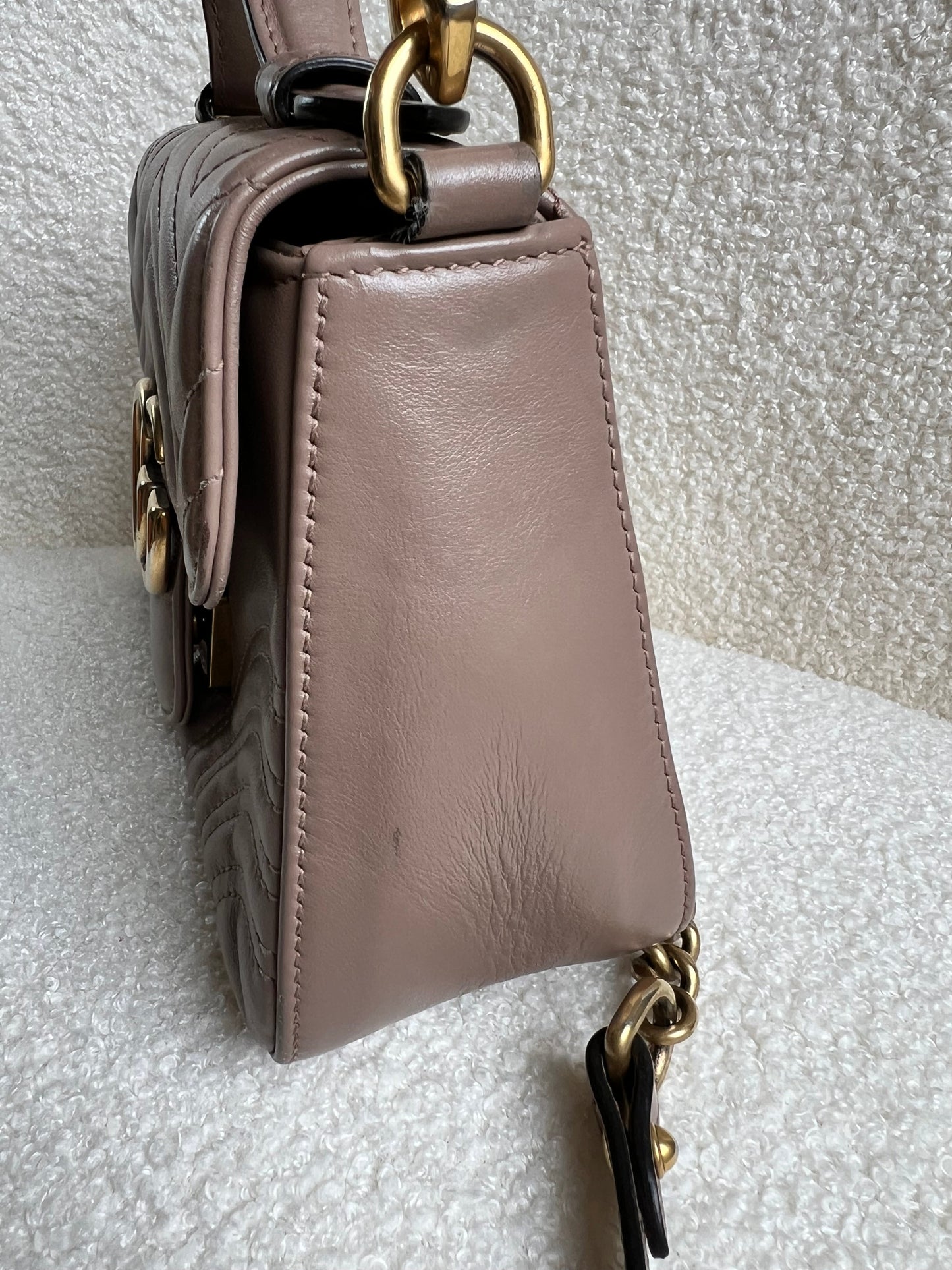 Gucci GG Dusty Pink Marmont Mini Top Handle Bag (RRP £1,890)