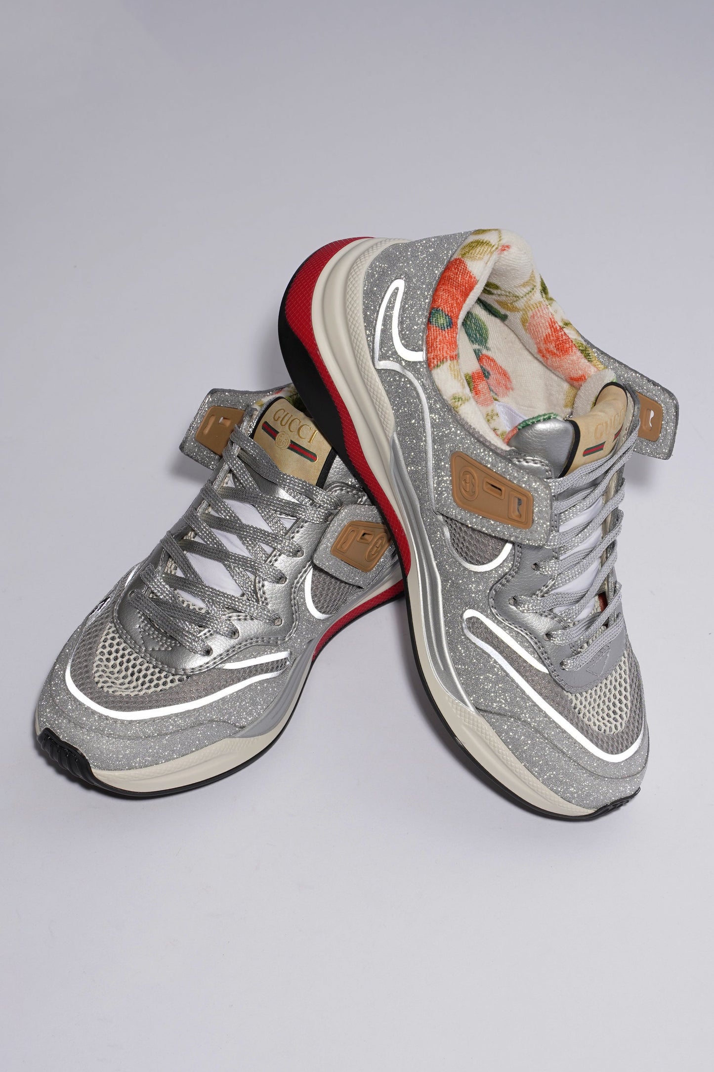 Gucci Ultraspace Silver Glitter / White / Red Glitter EU 36.5 UK 3.5