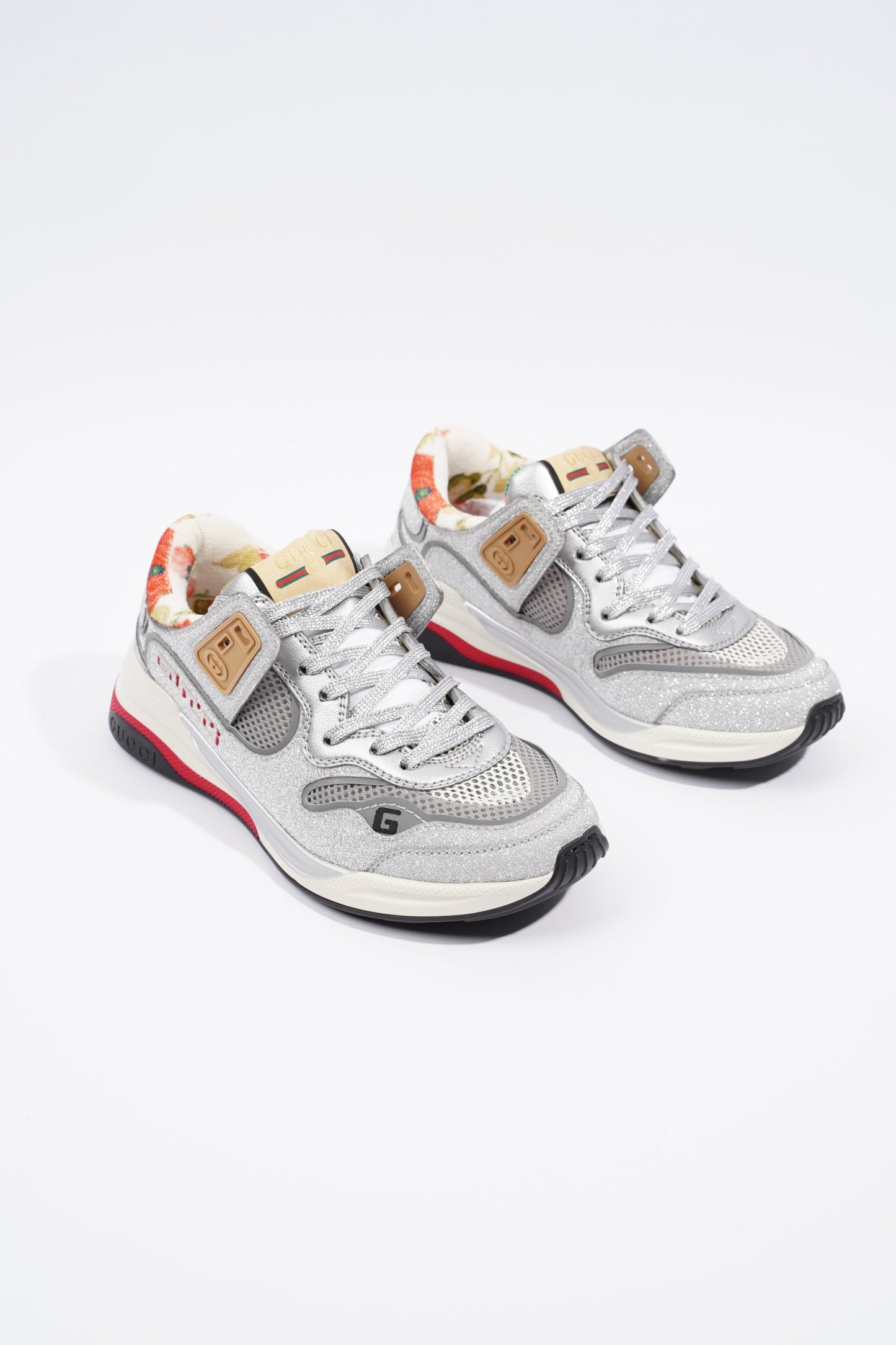 Gucci Ultraspace Silver Glitter / White / Red Glitter EU 36.5 UK 3.5