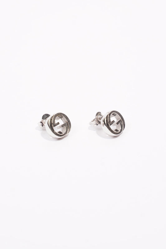 Gucci Interlocking G Earrings Silver Silver Sterling