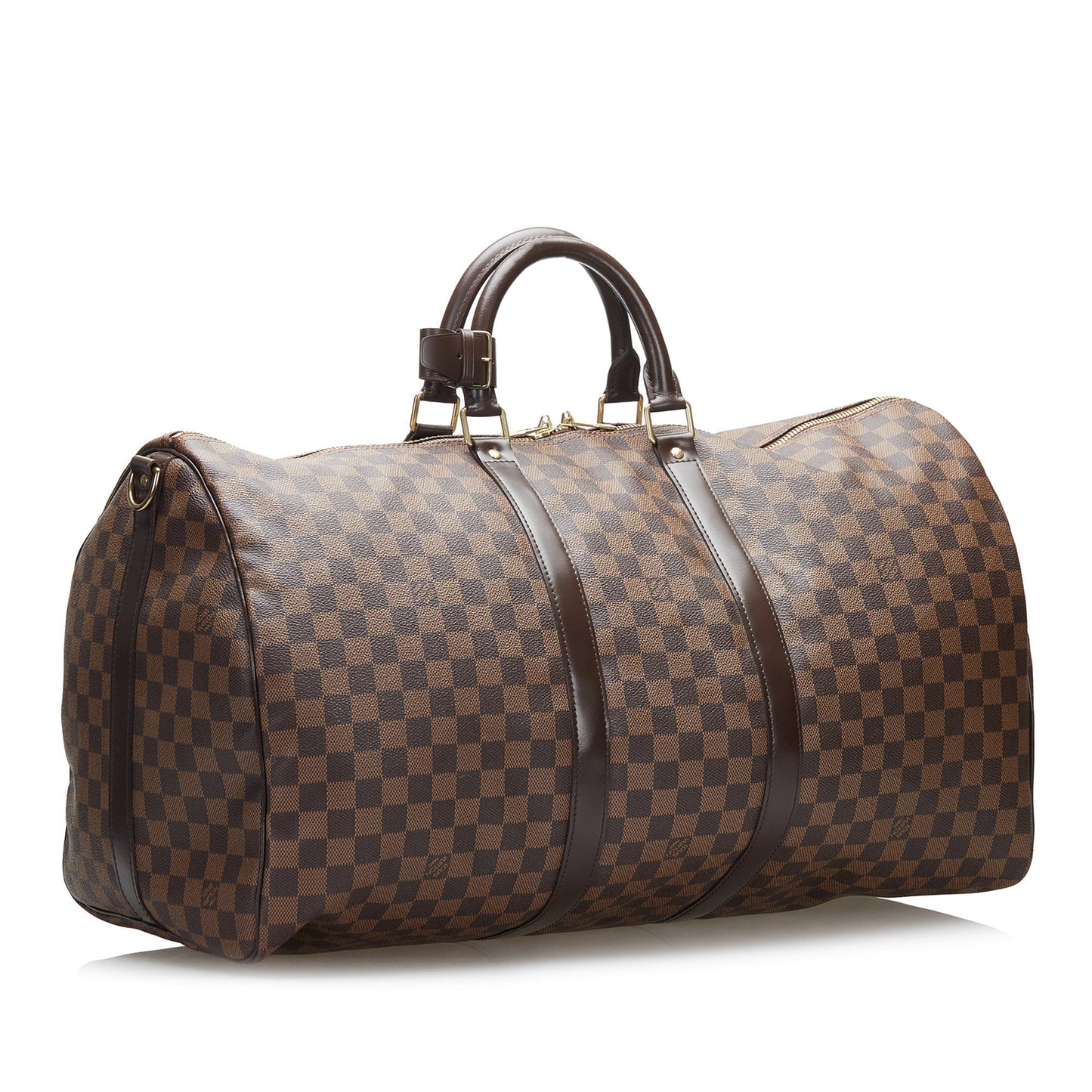 LOUIS VUITTON Damier Ebene Keepall Bandouliere 55 Brown