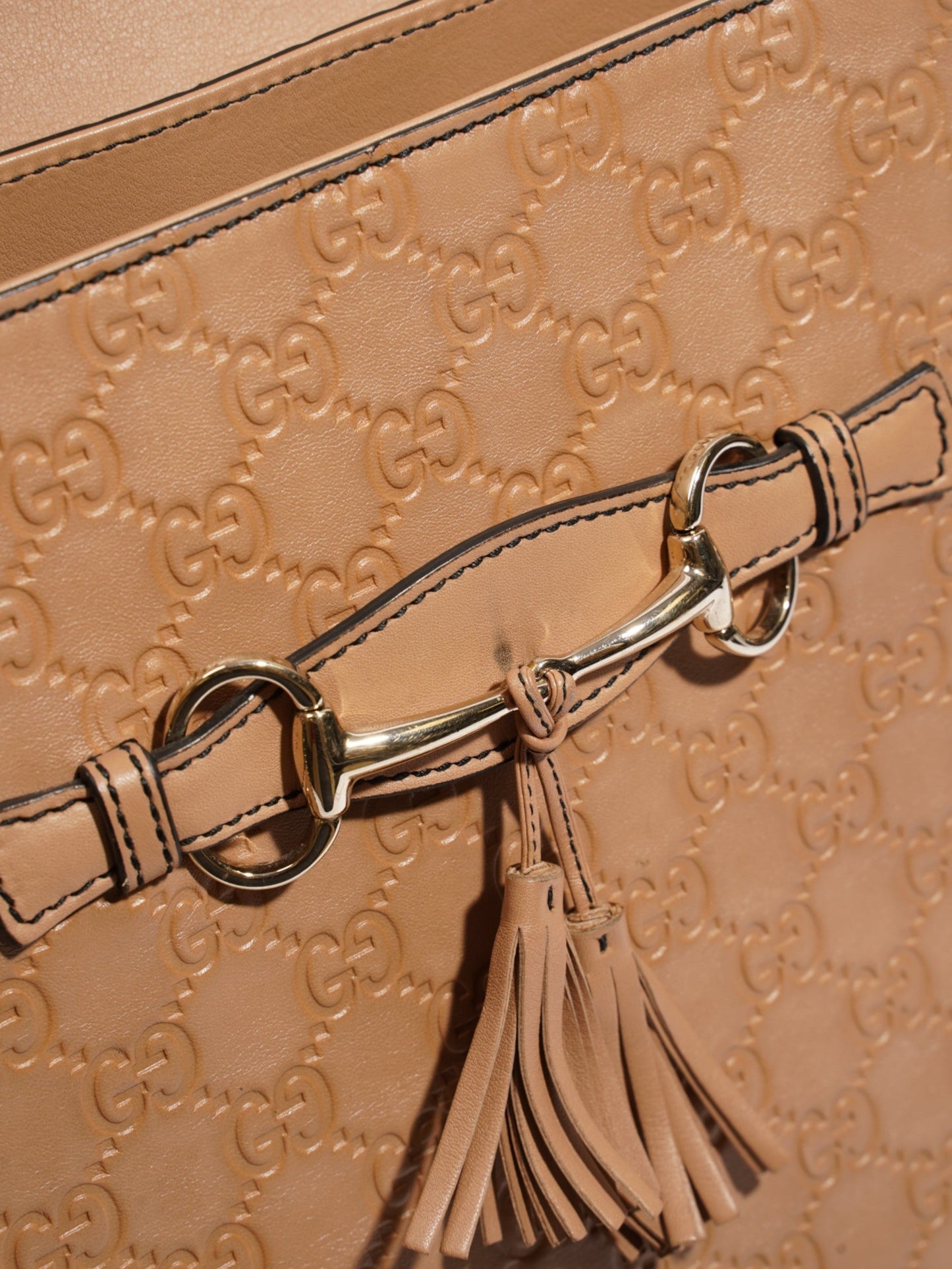 Gucci Emily Guccissima Chain Light Taupe / GG Supreme Canvas Large