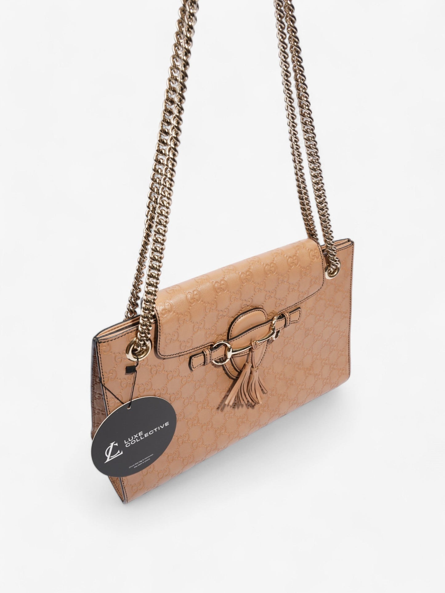 Gucci Emily Guccissima Chain Light Taupe / GG Supreme Canvas Large