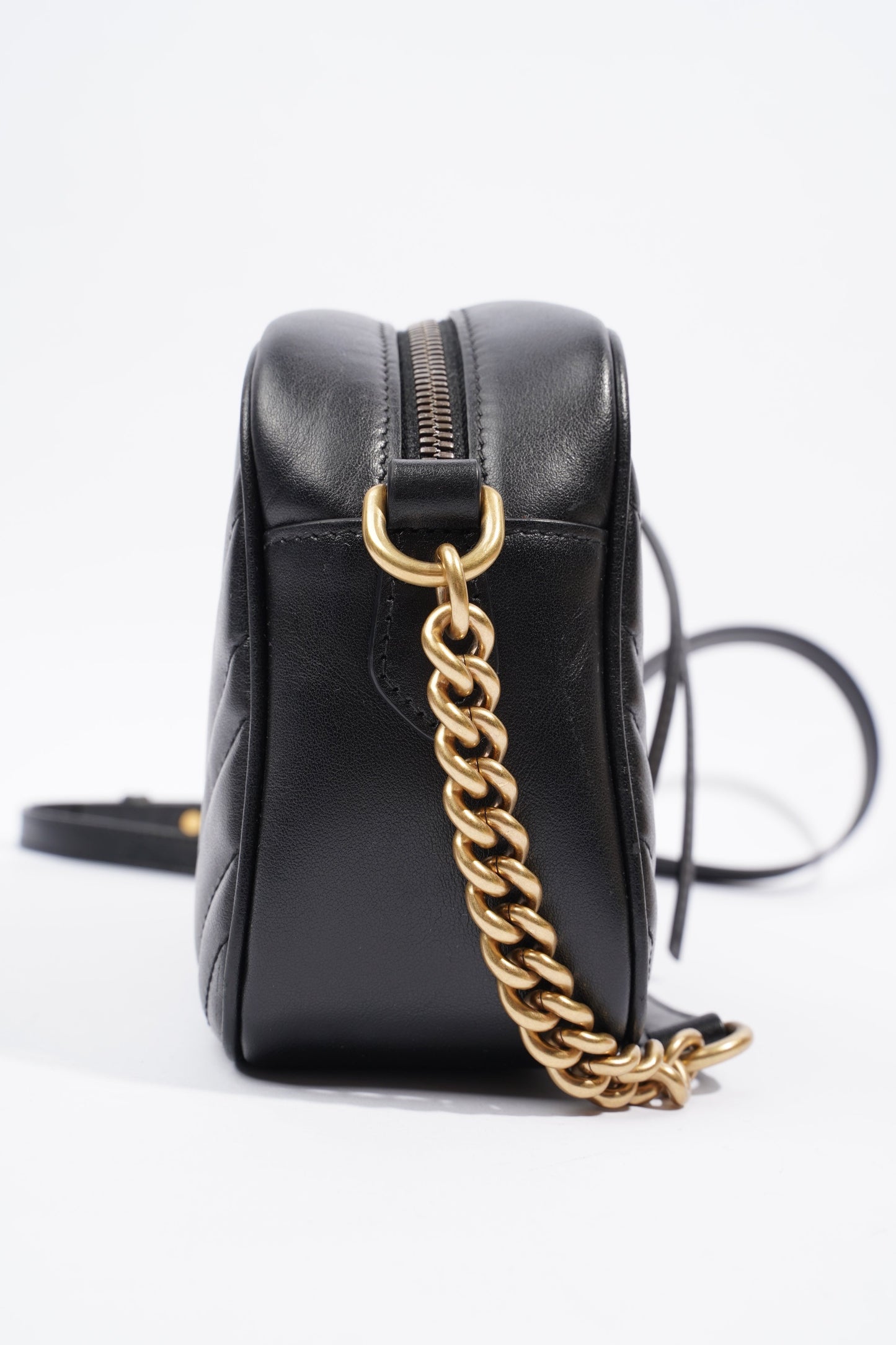 Gucci GG Marmont Zip Black Matelasse Leather Small