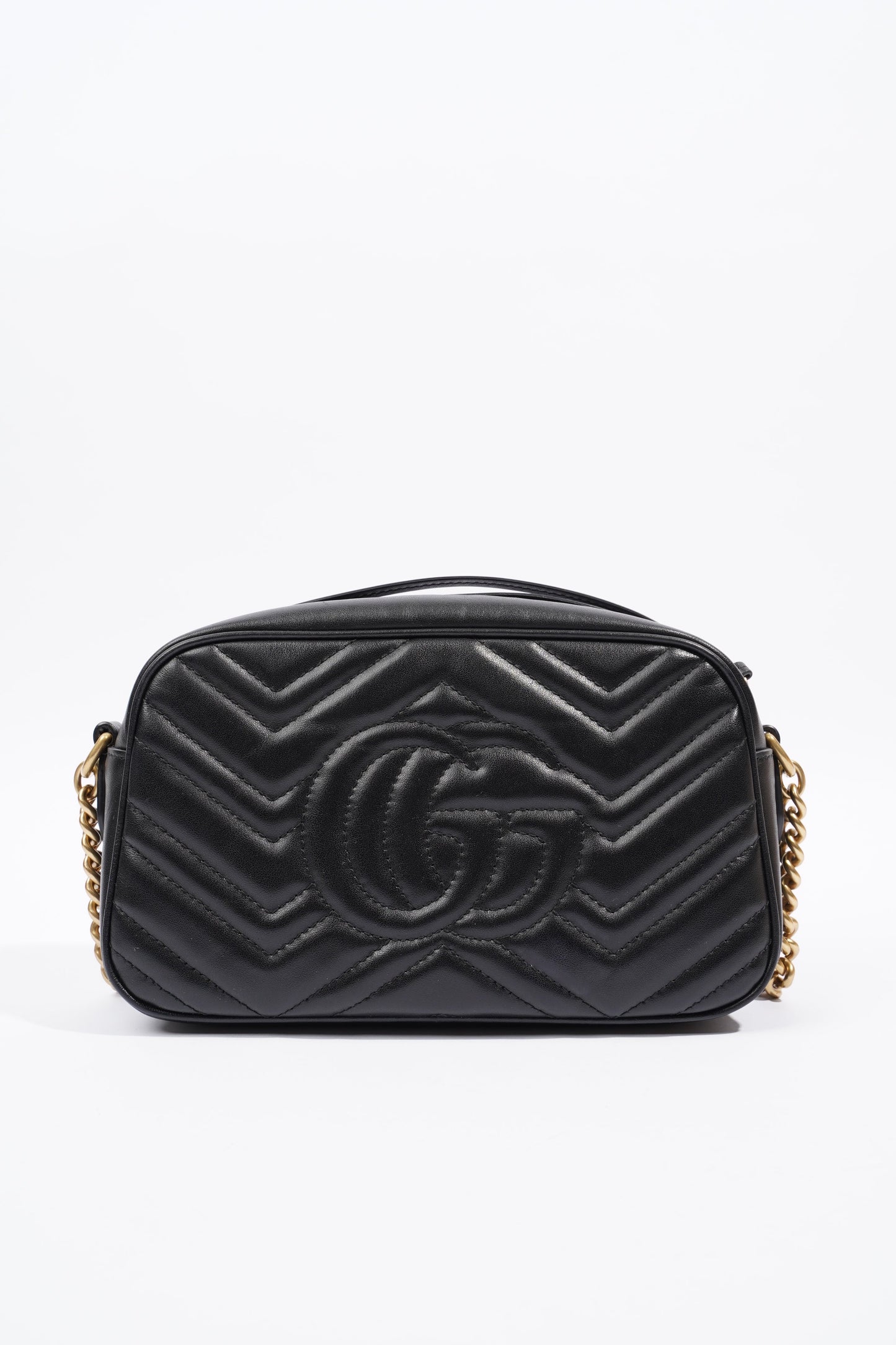 Gucci GG Marmont Zip Black Matelasse Leather Small