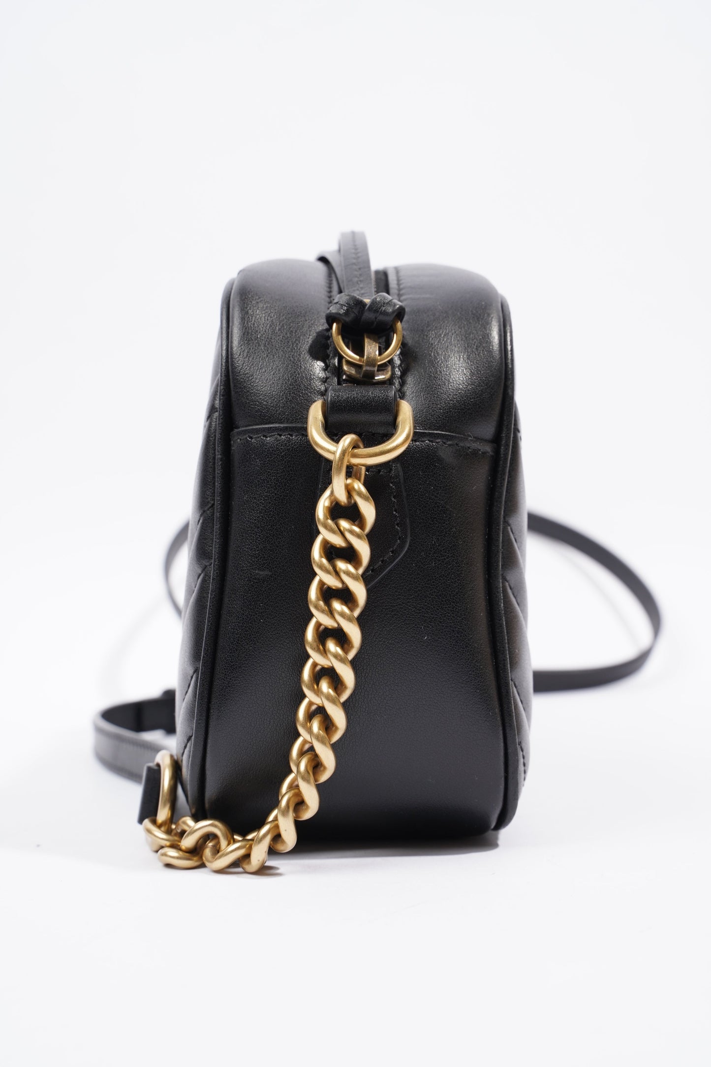 Gucci GG Marmont Zip Black Matelasse Leather Small