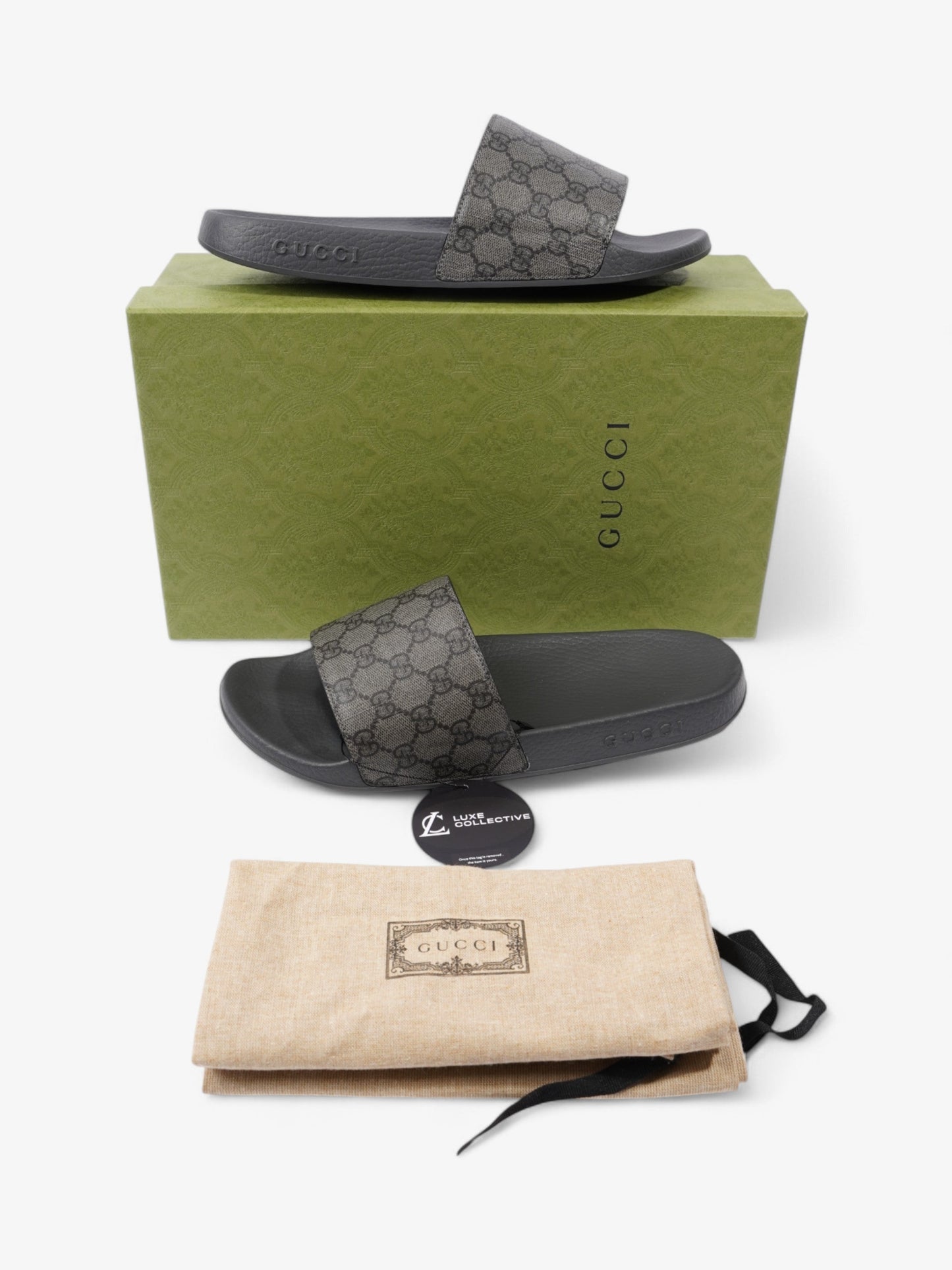 Gucci GG Slides Grey / Black Coated Canvas EU 45 UK 11