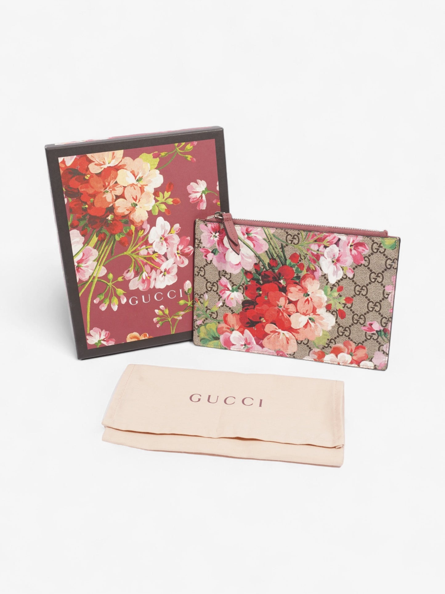 Gucci Blooms Zip Pouch GG Supreme / GG Bloom Coated Canvas