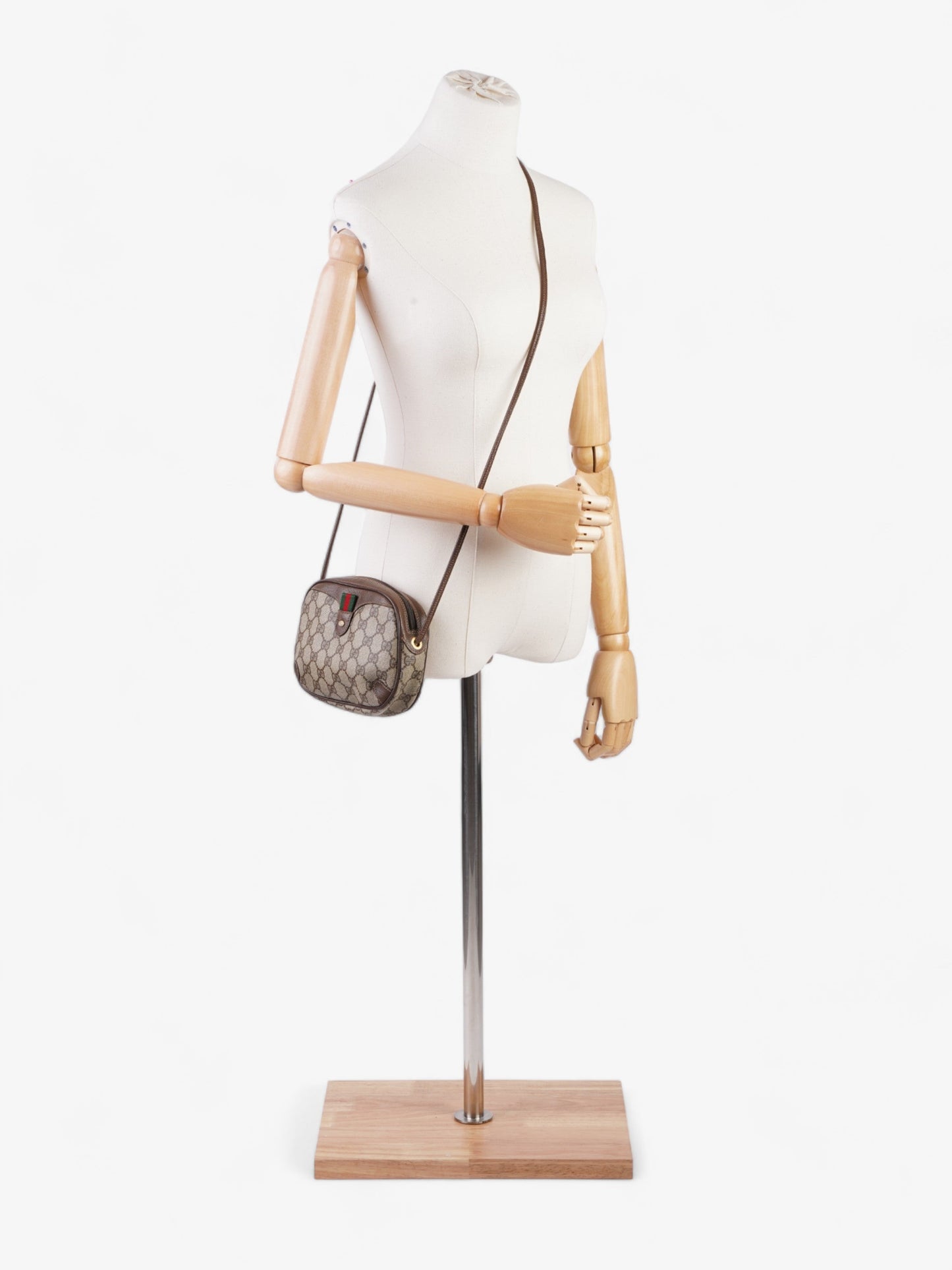 Gucci Web Sherry Line Beige And Ebony GG Supreme / Brown Coated Canvas