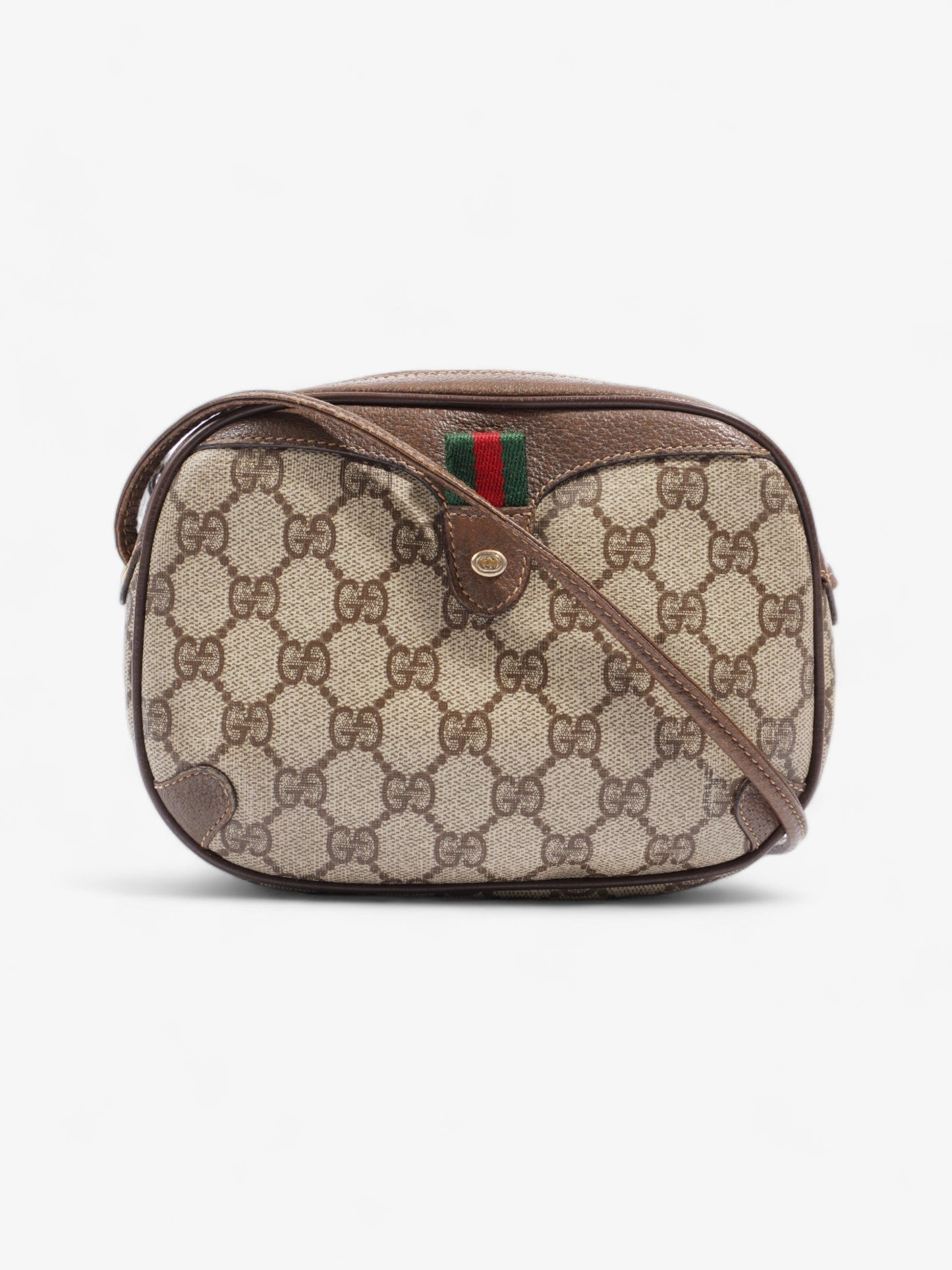 Gucci Web Sherry Line Beige And Ebony GG Supreme / Brown Coated Canvas