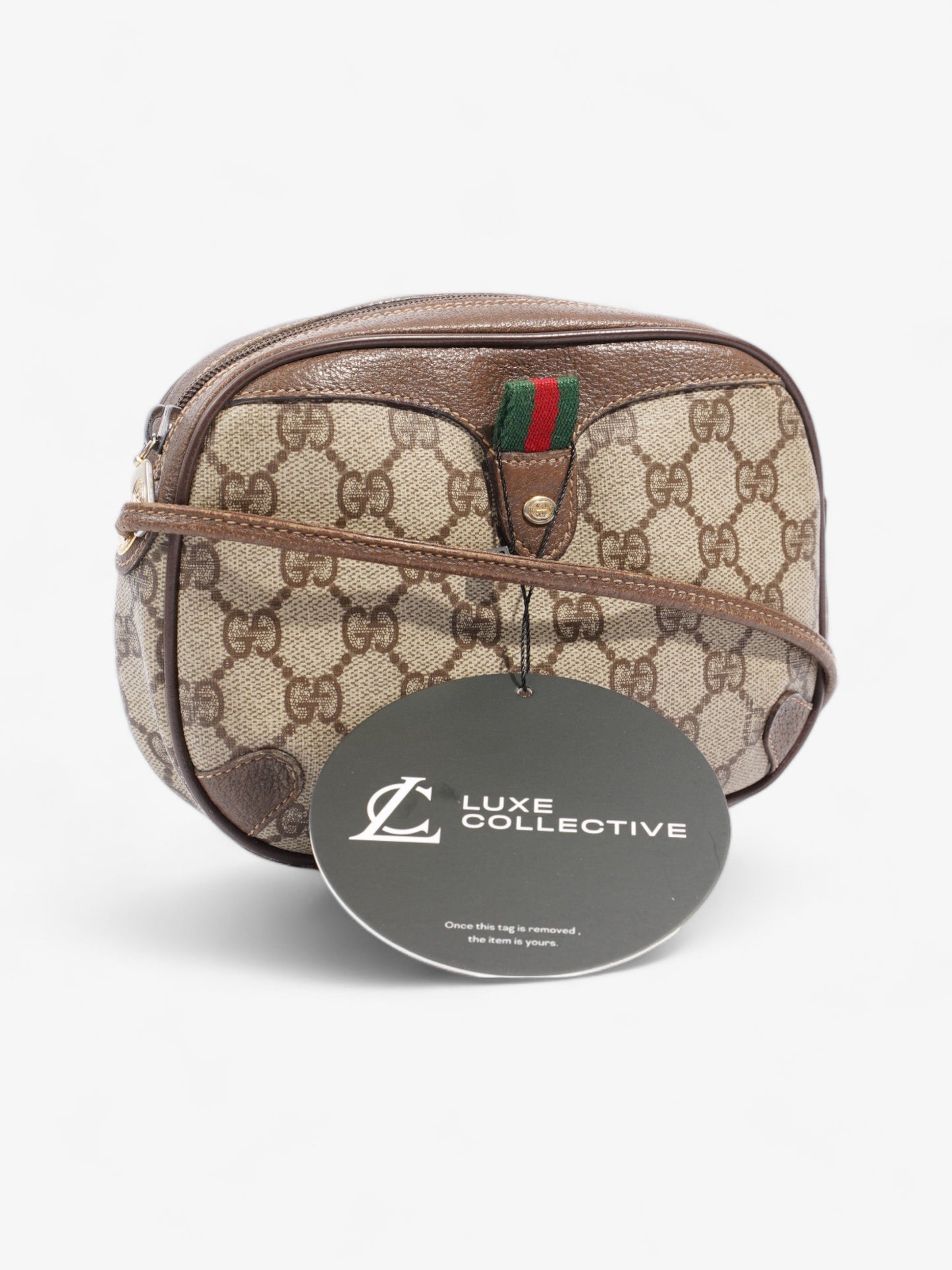 Gucci Web Sherry Line Beige And Ebony GG Supreme / Brown Coated Canvas