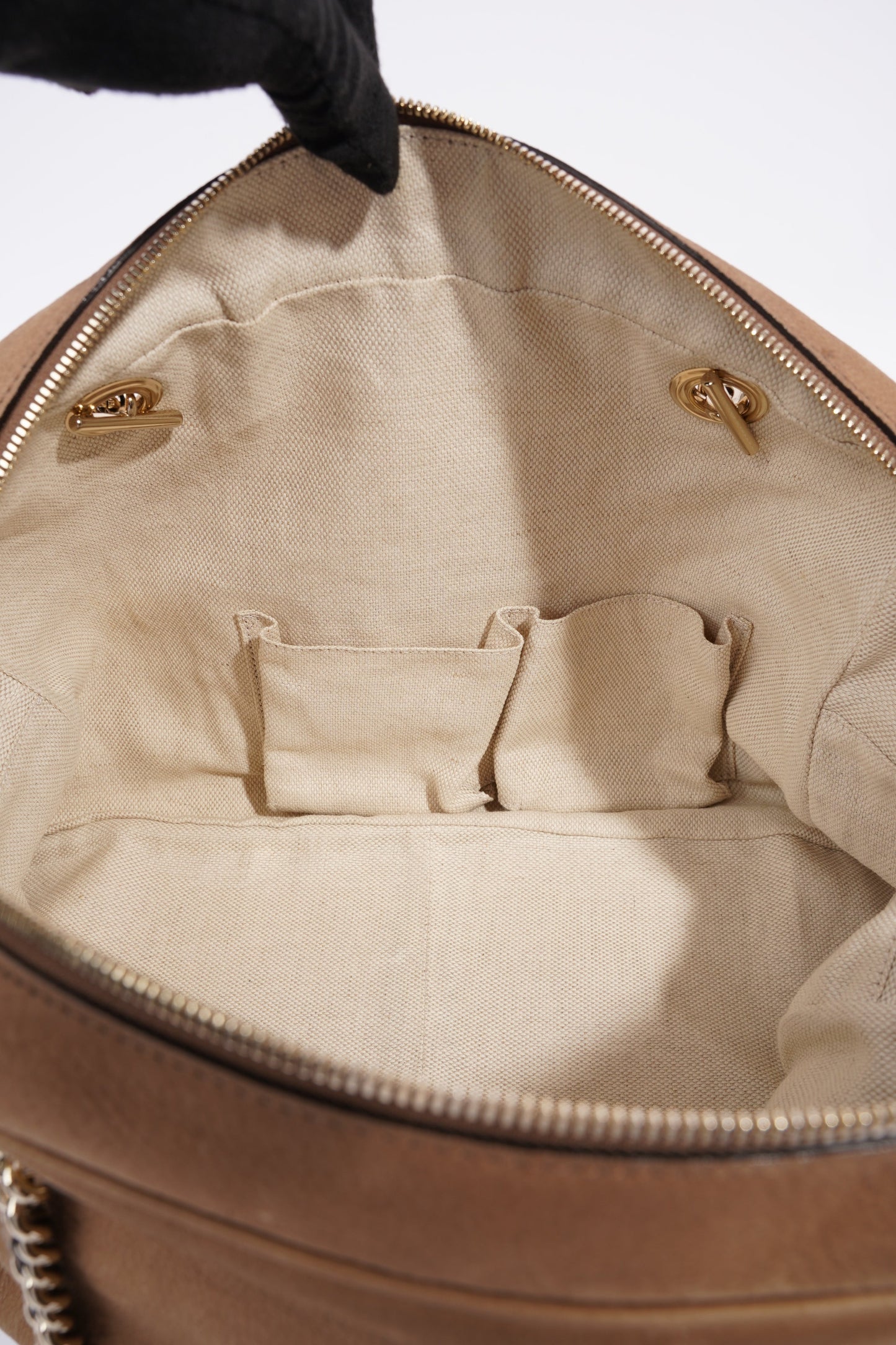Gucci Soho Nubuck Chain Shoulder Bag Brown Suede