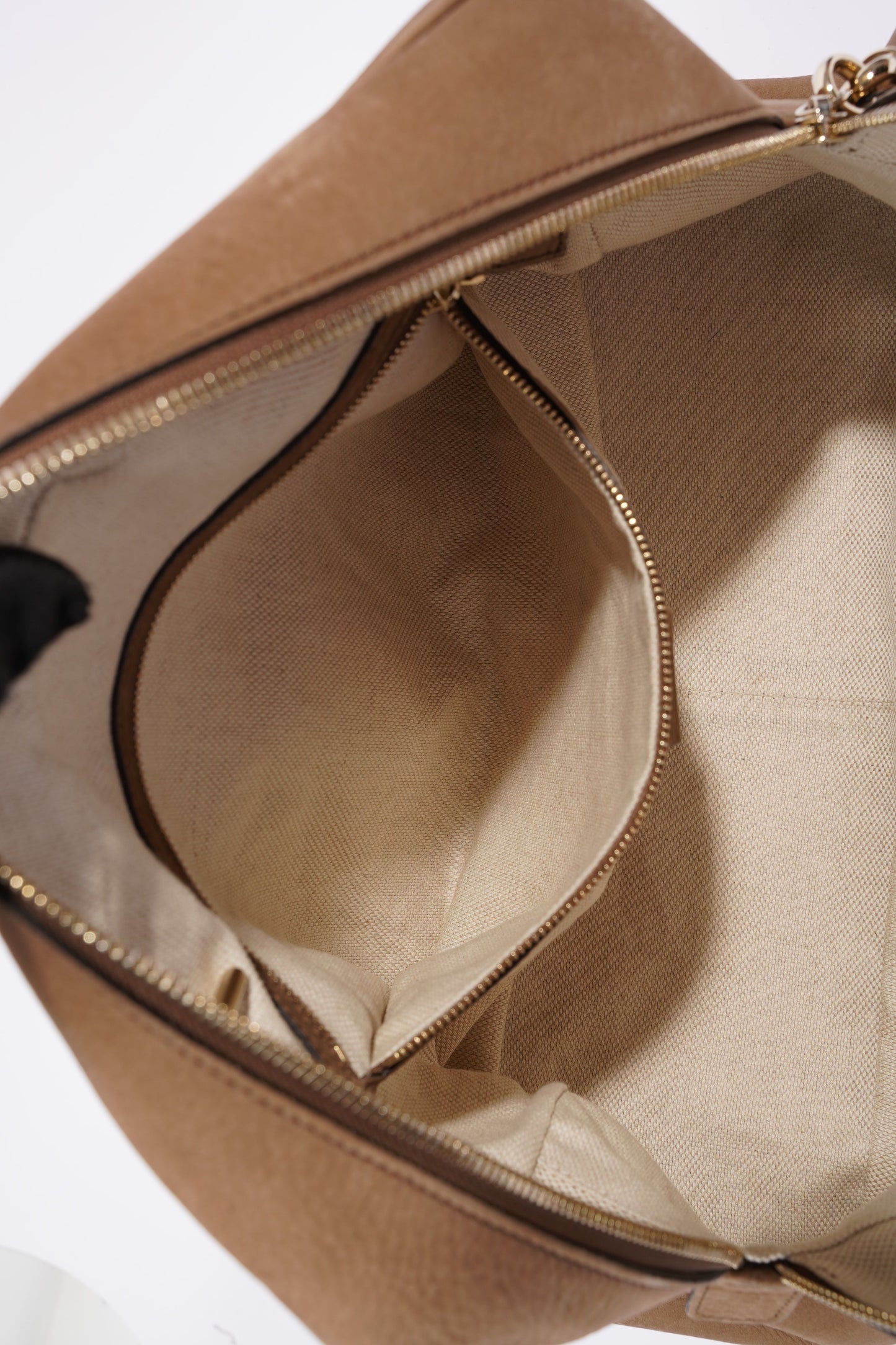 Gucci Soho Nubuck Chain Shoulder Bag Brown Suede
