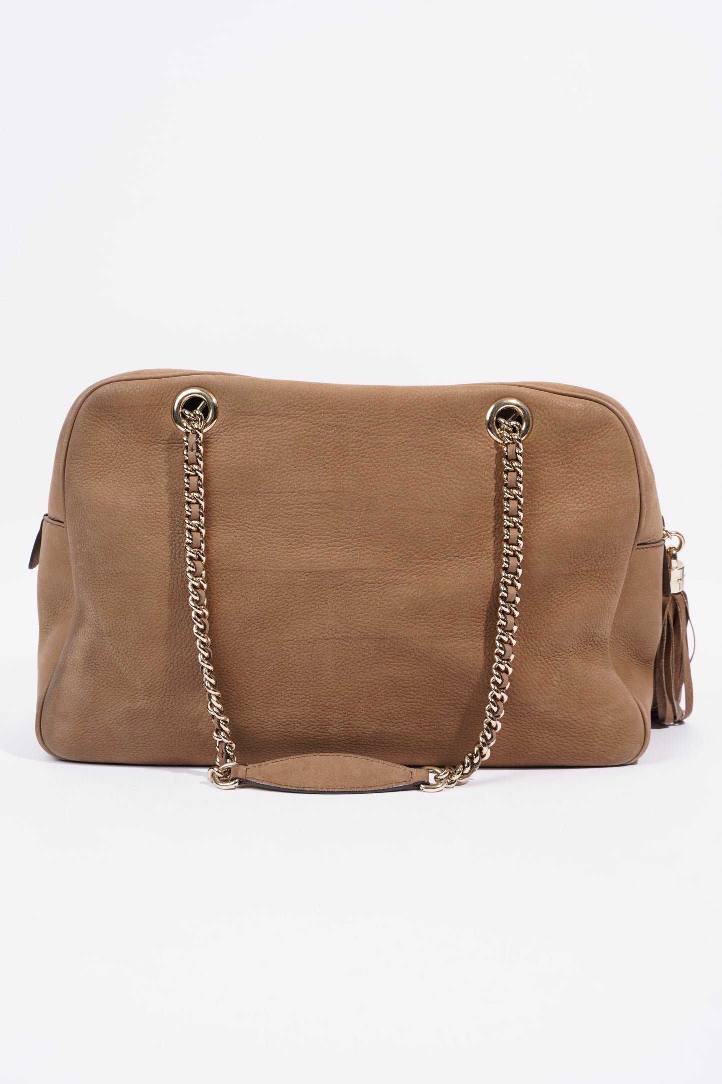Gucci Soho Nubuck Chain Shoulder Bag Brown Suede