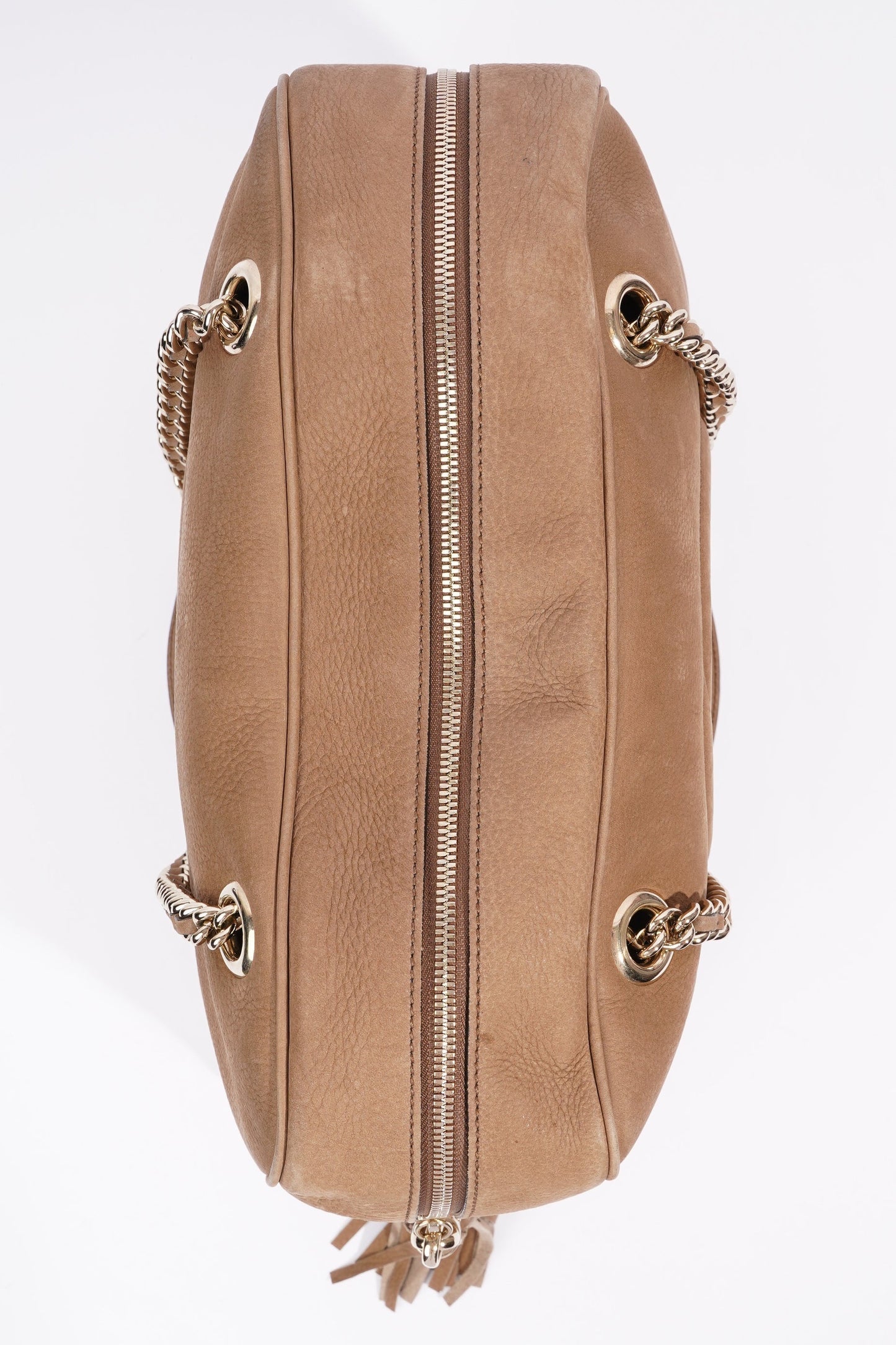 Gucci Soho Nubuck Chain Shoulder Bag Brown Suede