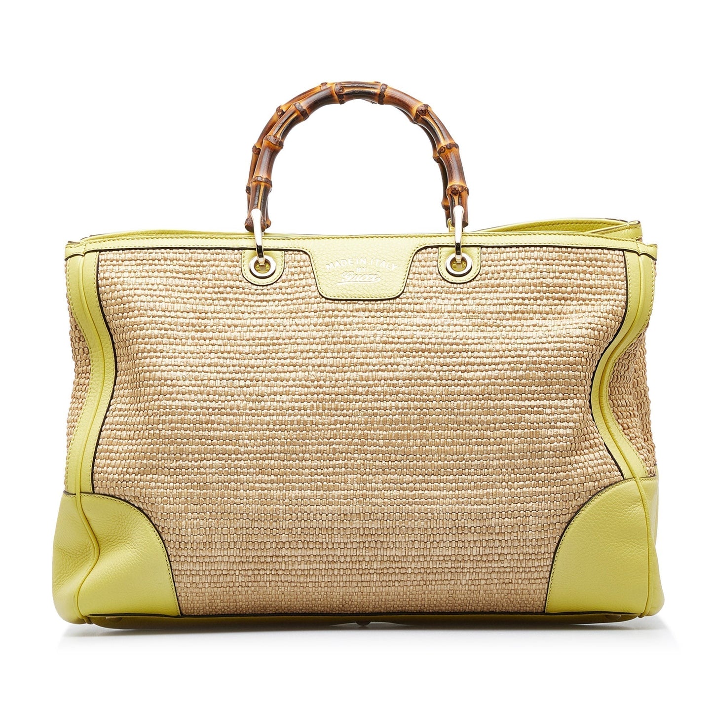 GUCCI Large Bamboo Raffia Satchel