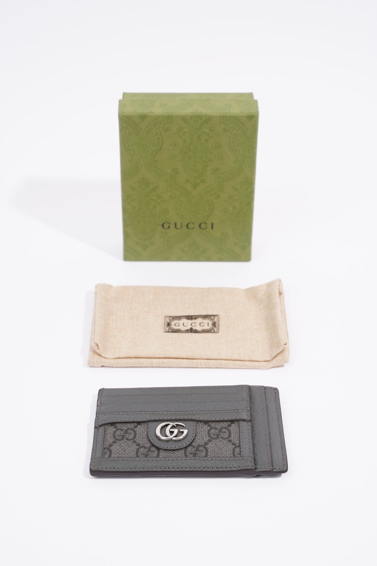 Gucci Ophidia GG Card Holder Grey / GG Supreme Coated Canvas