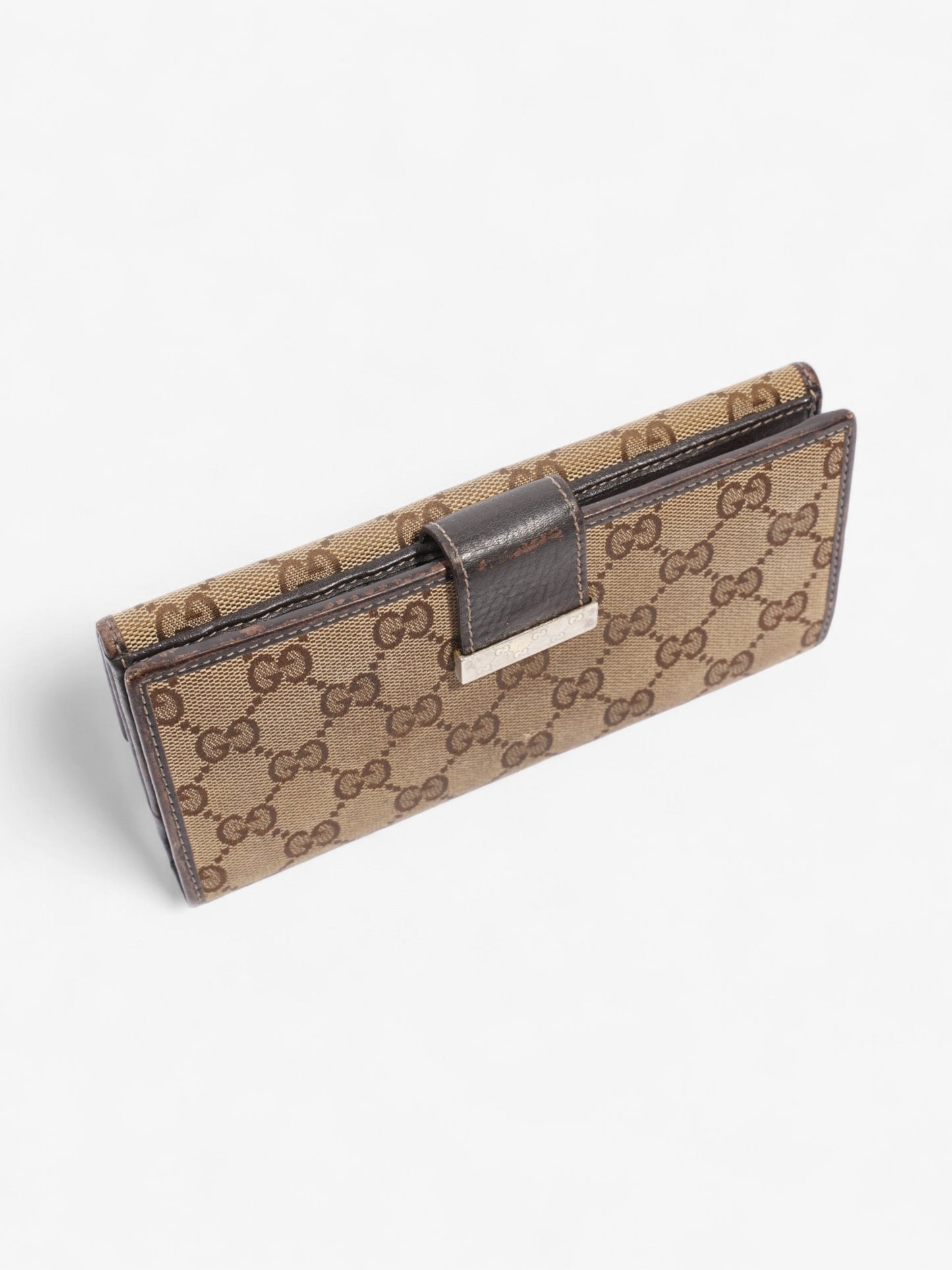 Gucci Continental Wallet Beige And Ebony GG Supreme Canvas