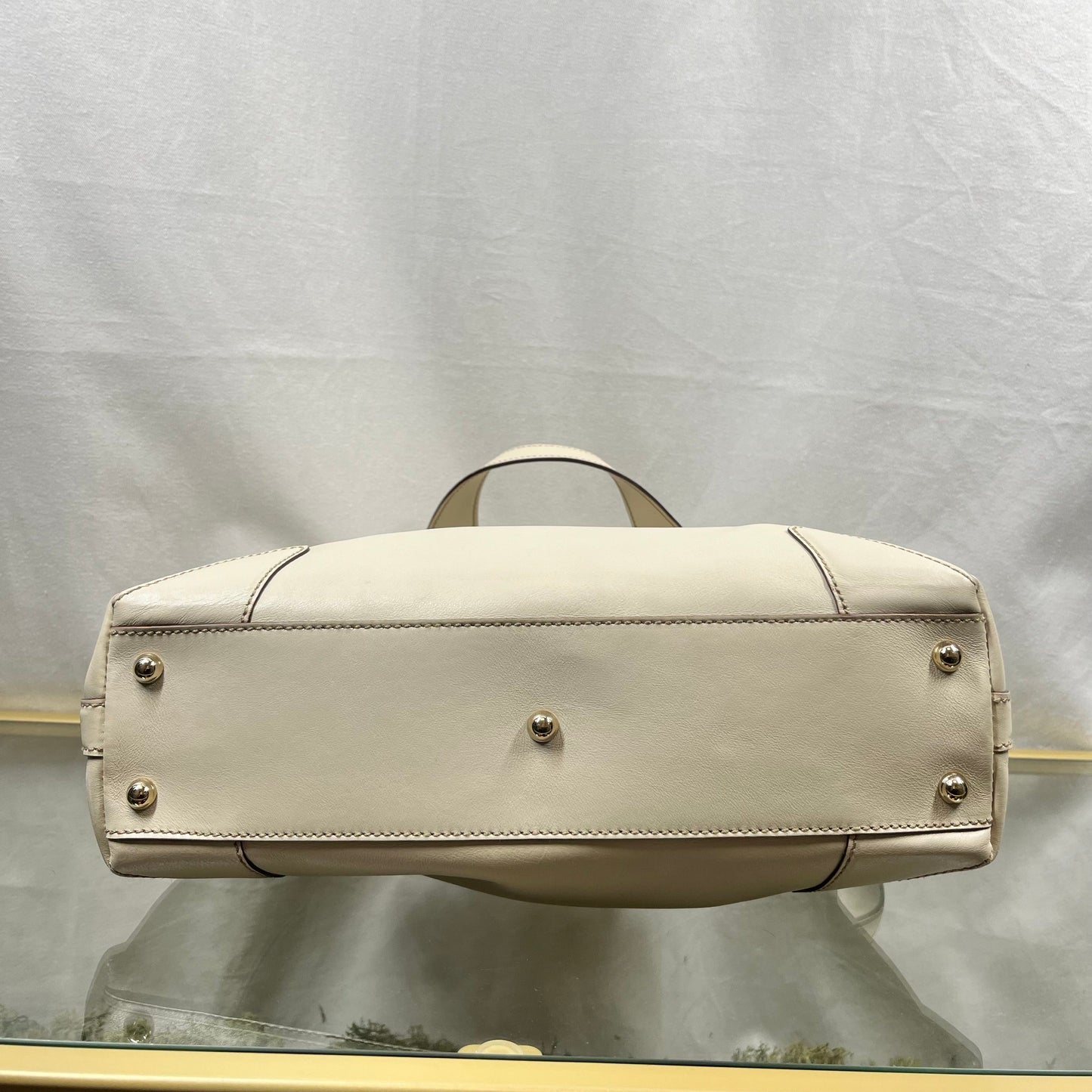 GUCCI Cream Soft Calfskin Leather Small Tote