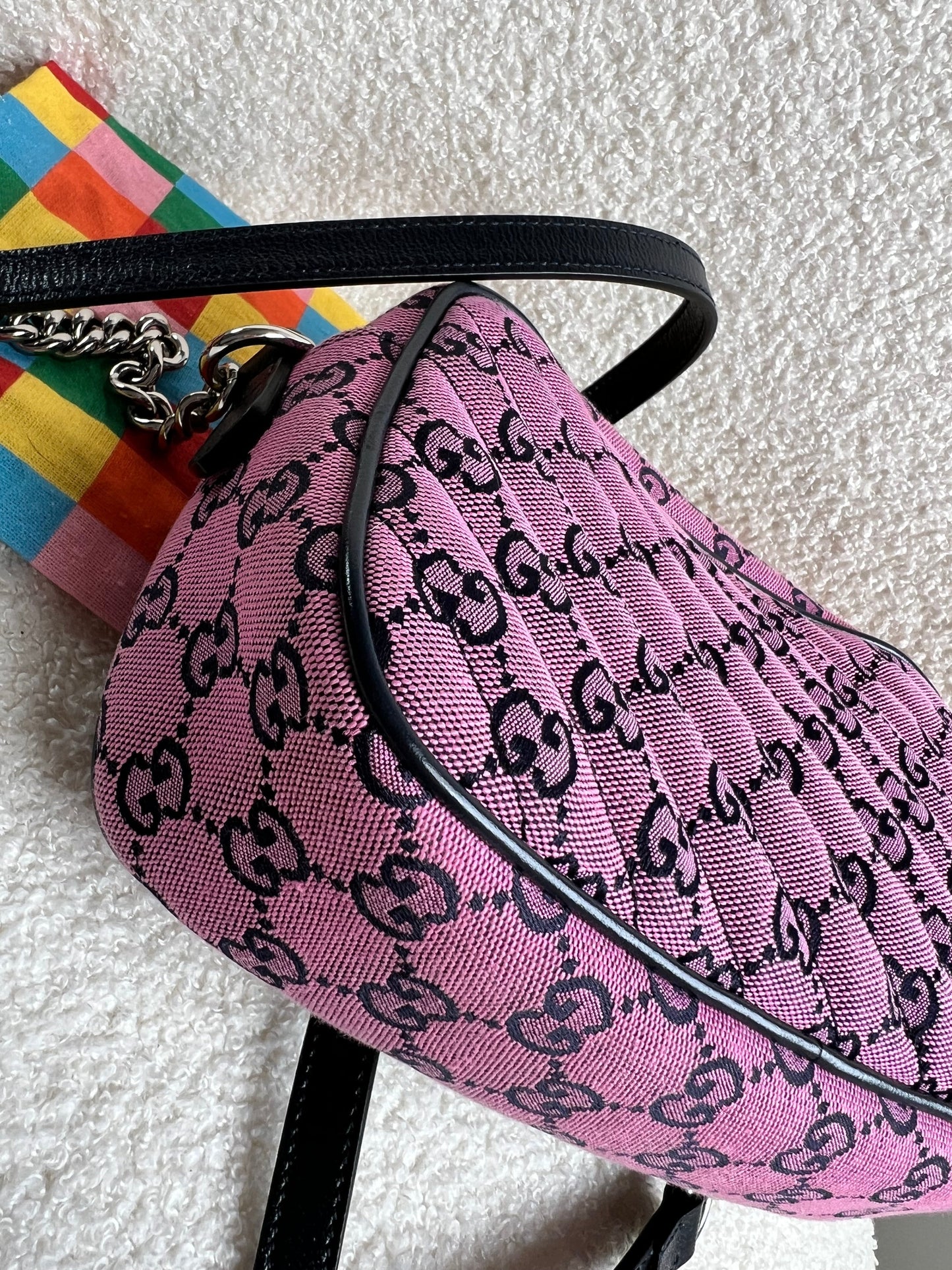 Gucci GG Marmont Pink Canvas Small Shoulder Bag (RRP £1050)