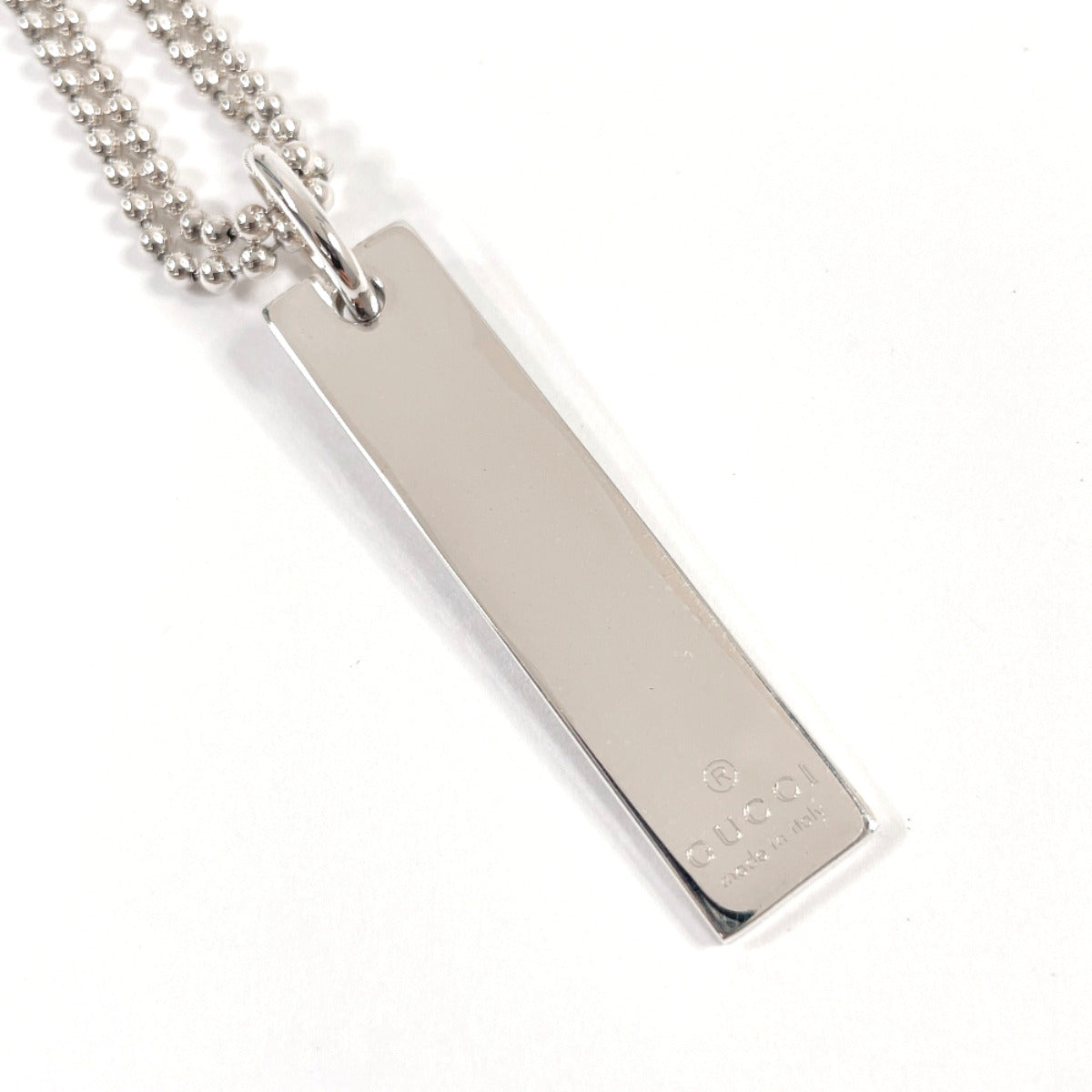 GUCCI Necklace Silver925 Silver Double Ball Chain plate Women Secondhand