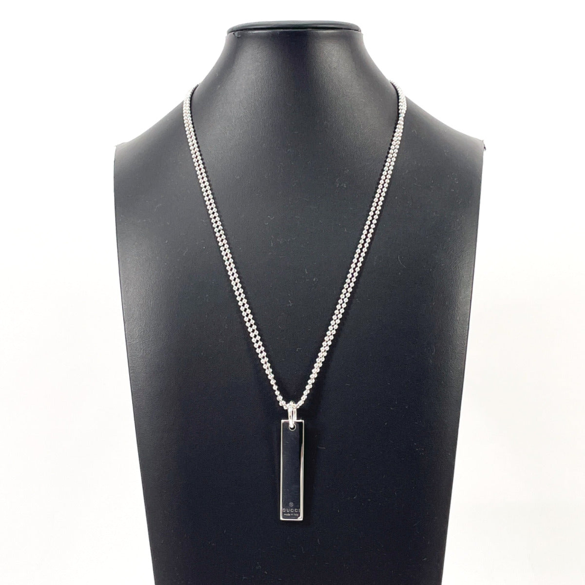 GUCCI Necklace Silver925 Silver Double Ball Chain plate Women Secondhand