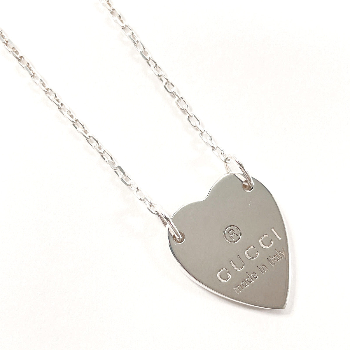 GUCCI Necklace Silver925 Silver Heart plate Women Used