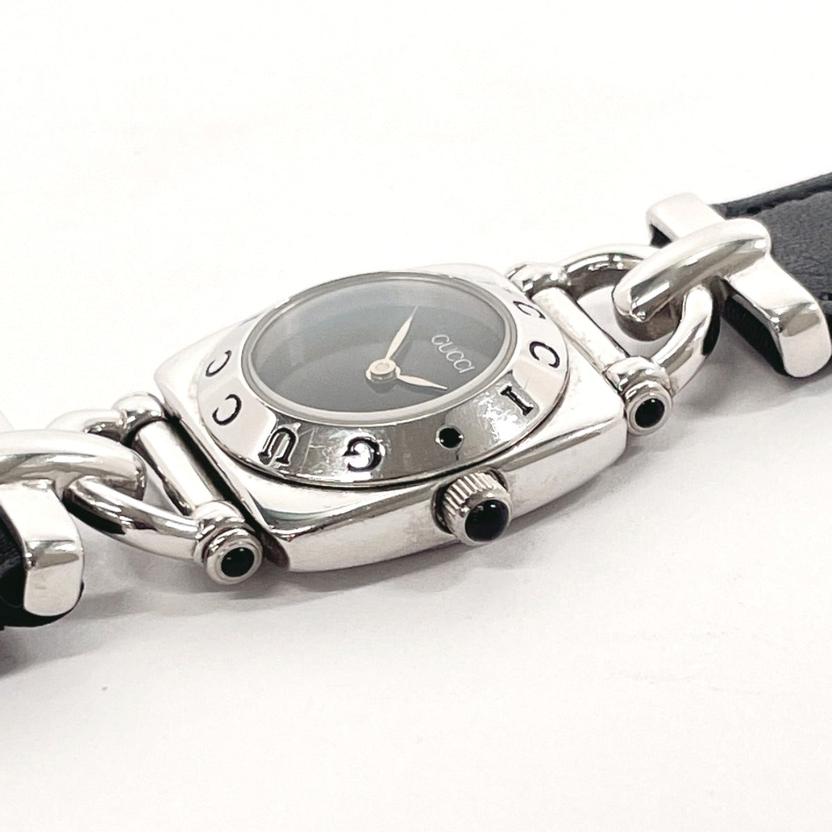 GUCCI Watches Quartz 6300L Stainless Steel Silver black dial Women Used