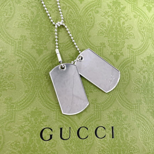 GUCCI Necklace Silver925 Silver Ball chain dog tag double plate