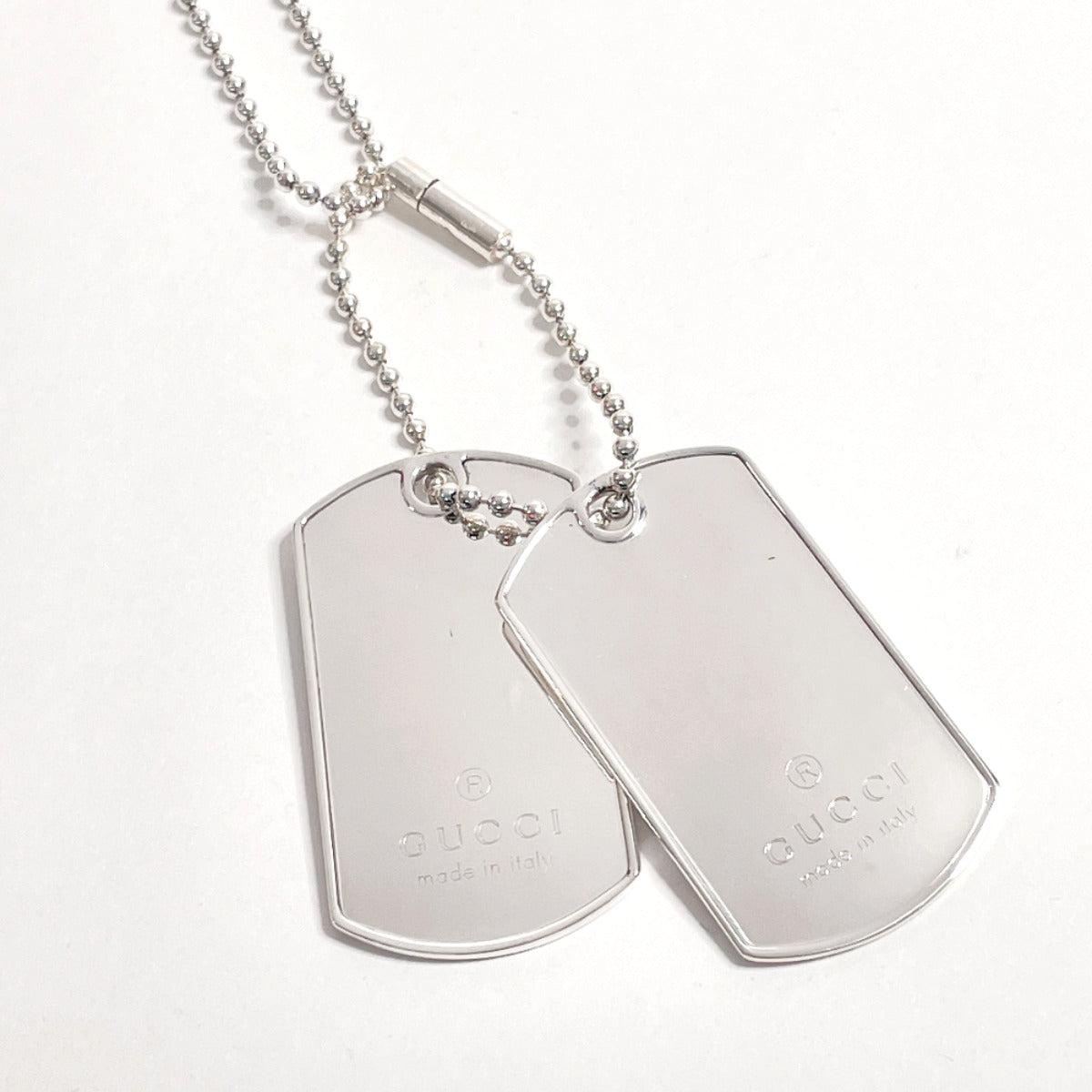 GUCCI Necklace Silver925 Silver Ball chain dog tag double plate
