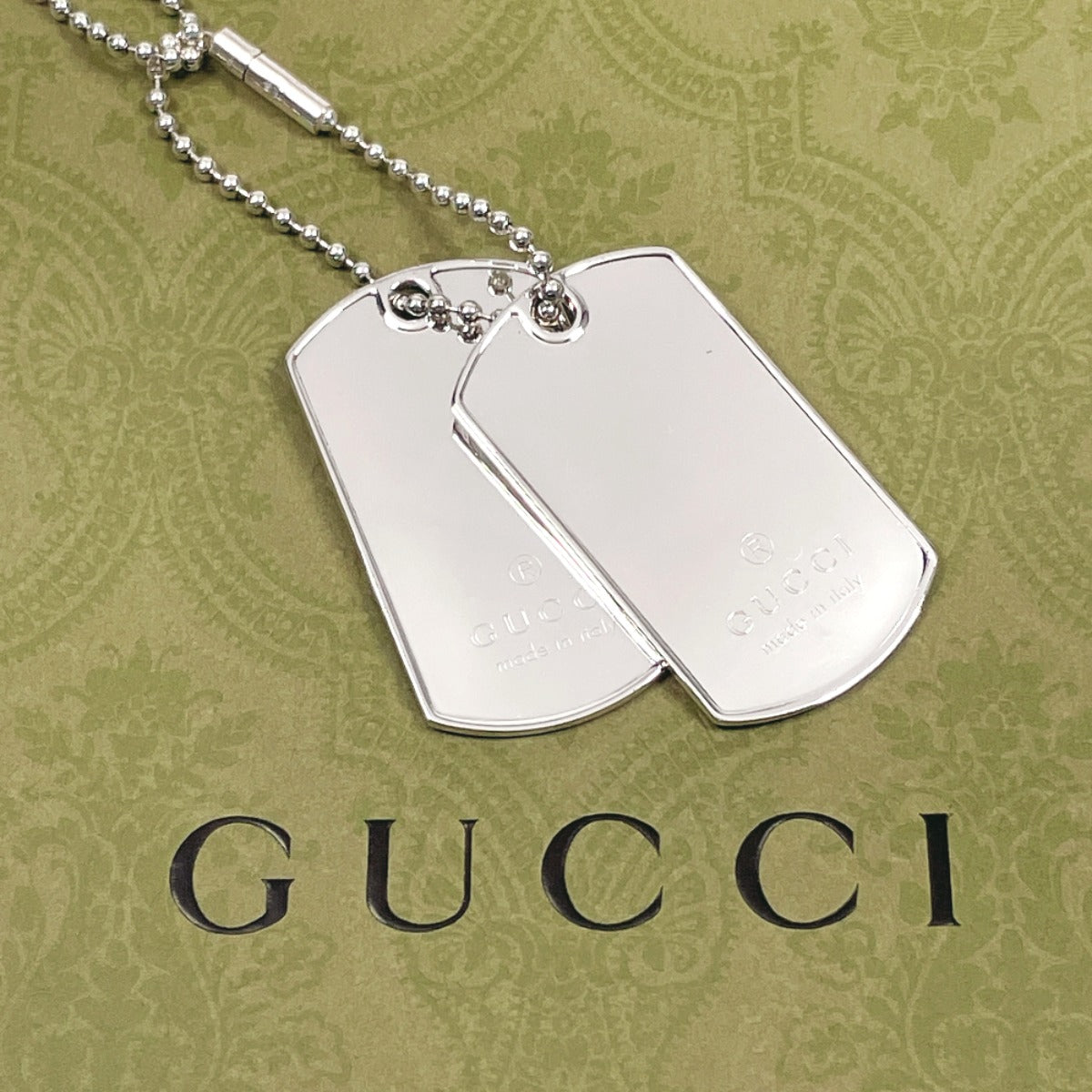 GUCCI Necklace Silver925 Silver Ball chain dog tag double plate
