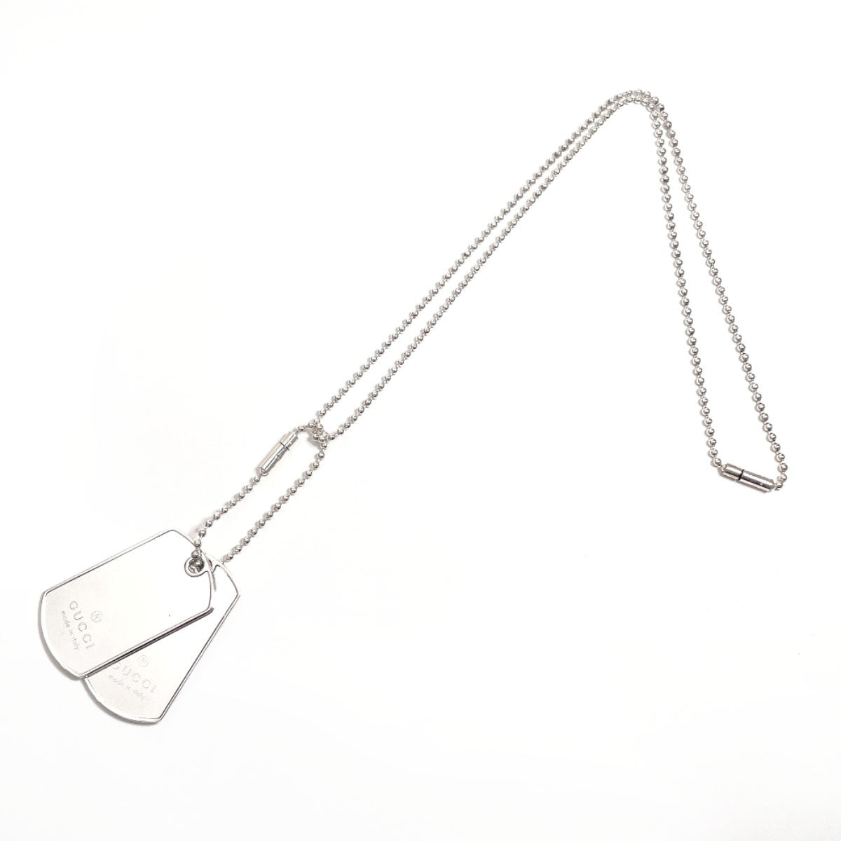 GUCCI Necklace Silver925 Silver Ball chain dog tag double plate