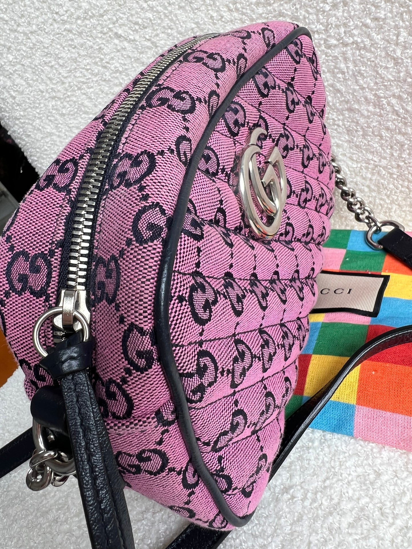 Gucci GG Marmont Pink Canvas Small Shoulder Bag (RRP £1050)