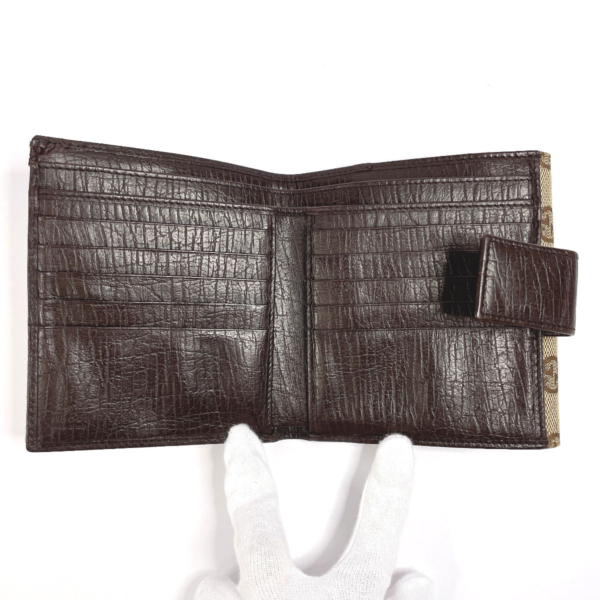 GUCCI Bifold Wallet 138029 GG canvas Brown Sherry line Horsebit unisex Used