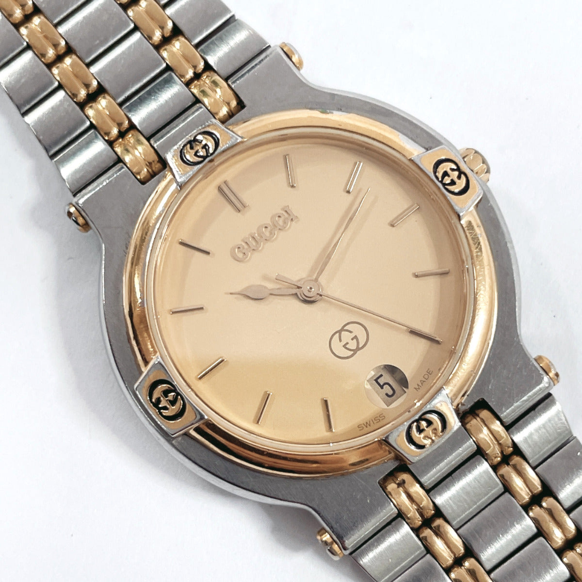 GUCCI Watches Quartz 9000M Stainless Steel Silver gold dial mens Used