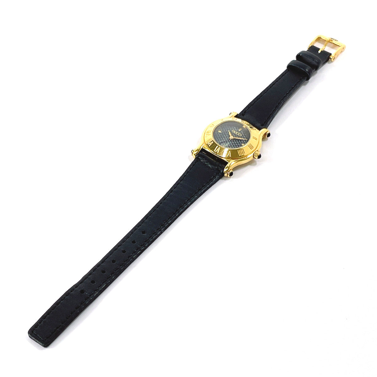 GUCCI Watches Quartz 6500L Stainless Steel , Leather gold black dial Women Used