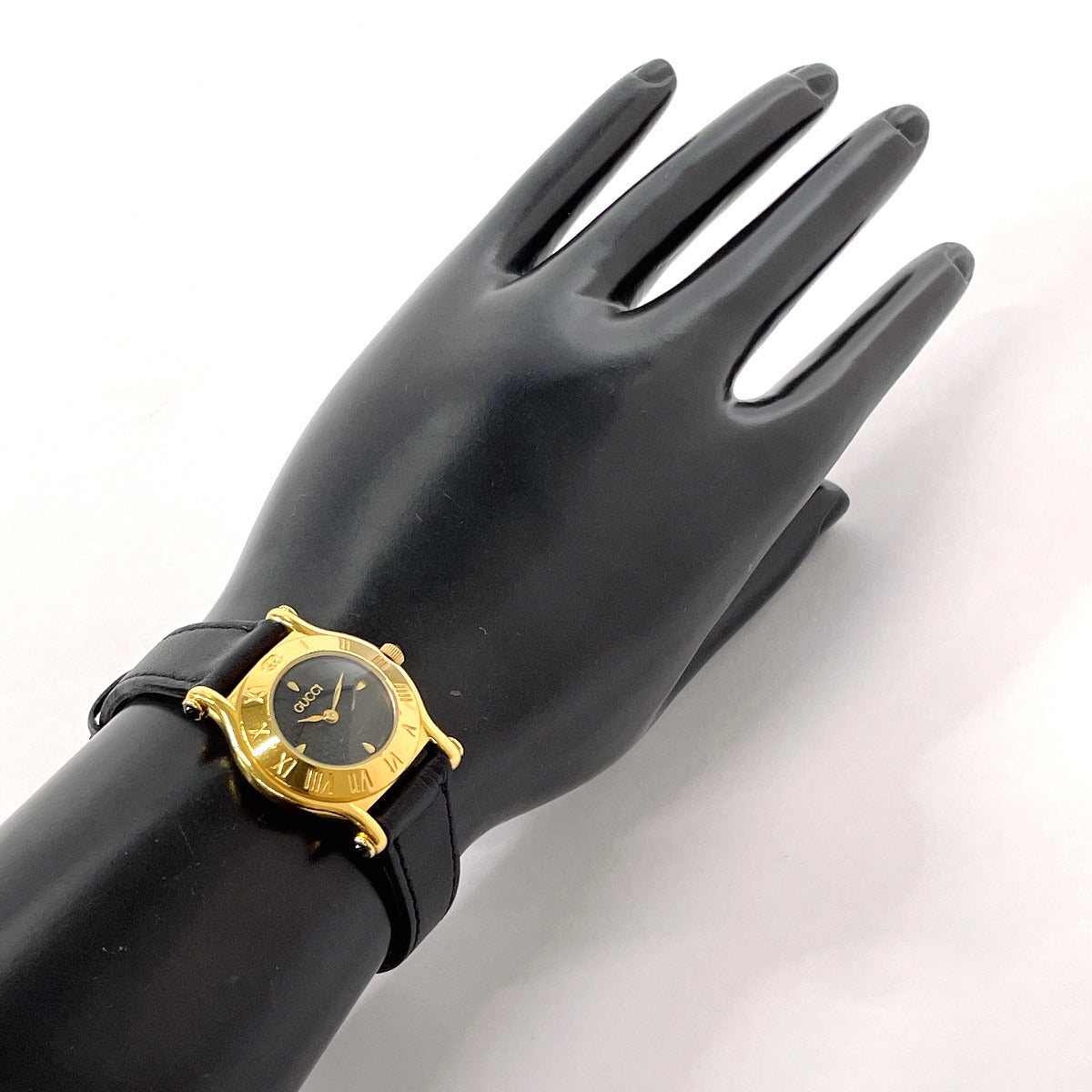 GUCCI Watches Quartz 6500L Stainless Steel , Leather gold black dial Women Used