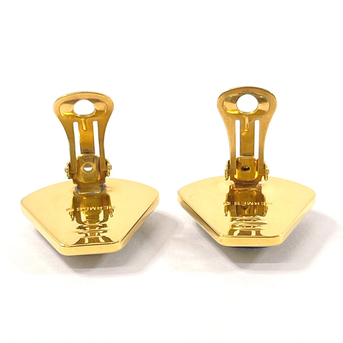 HERMES Earring metal gold Emaille Shippo