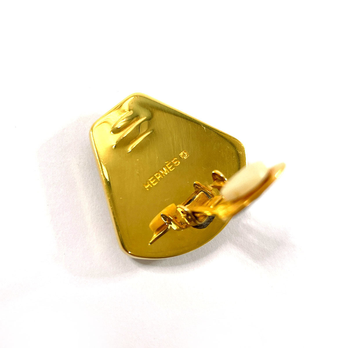 HERMES Earring metal gold Emaille Shippo