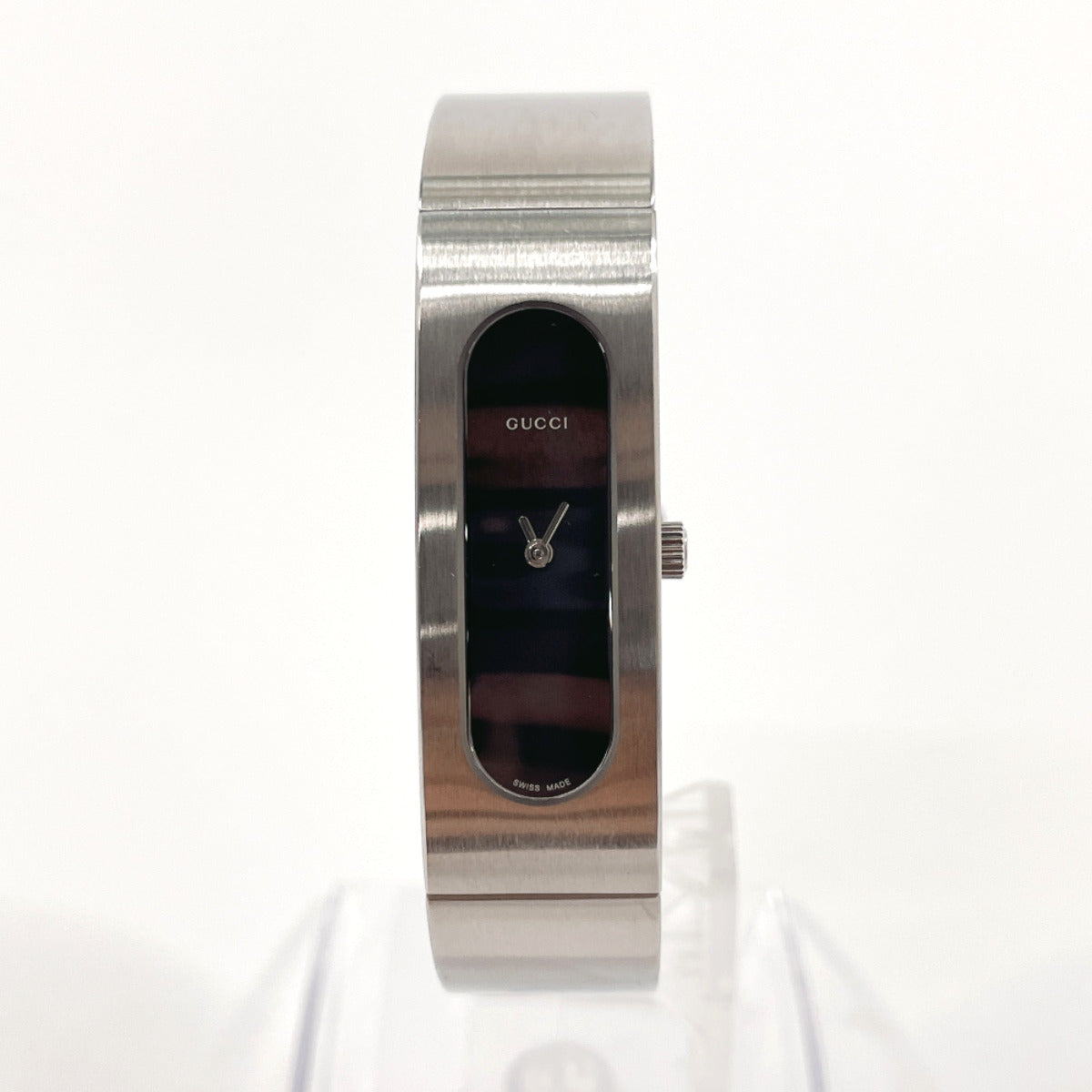 GUCCI Watches Quartz 2400S Stainless Steel Silver Bangle watch black dial Women Used