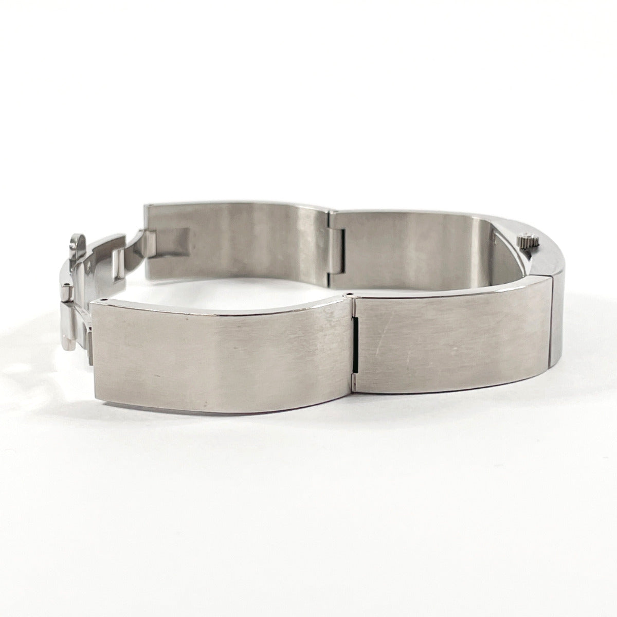 GUCCI Watches Quartz 2400S Stainless Steel Silver Bangle watch black dial Women Used