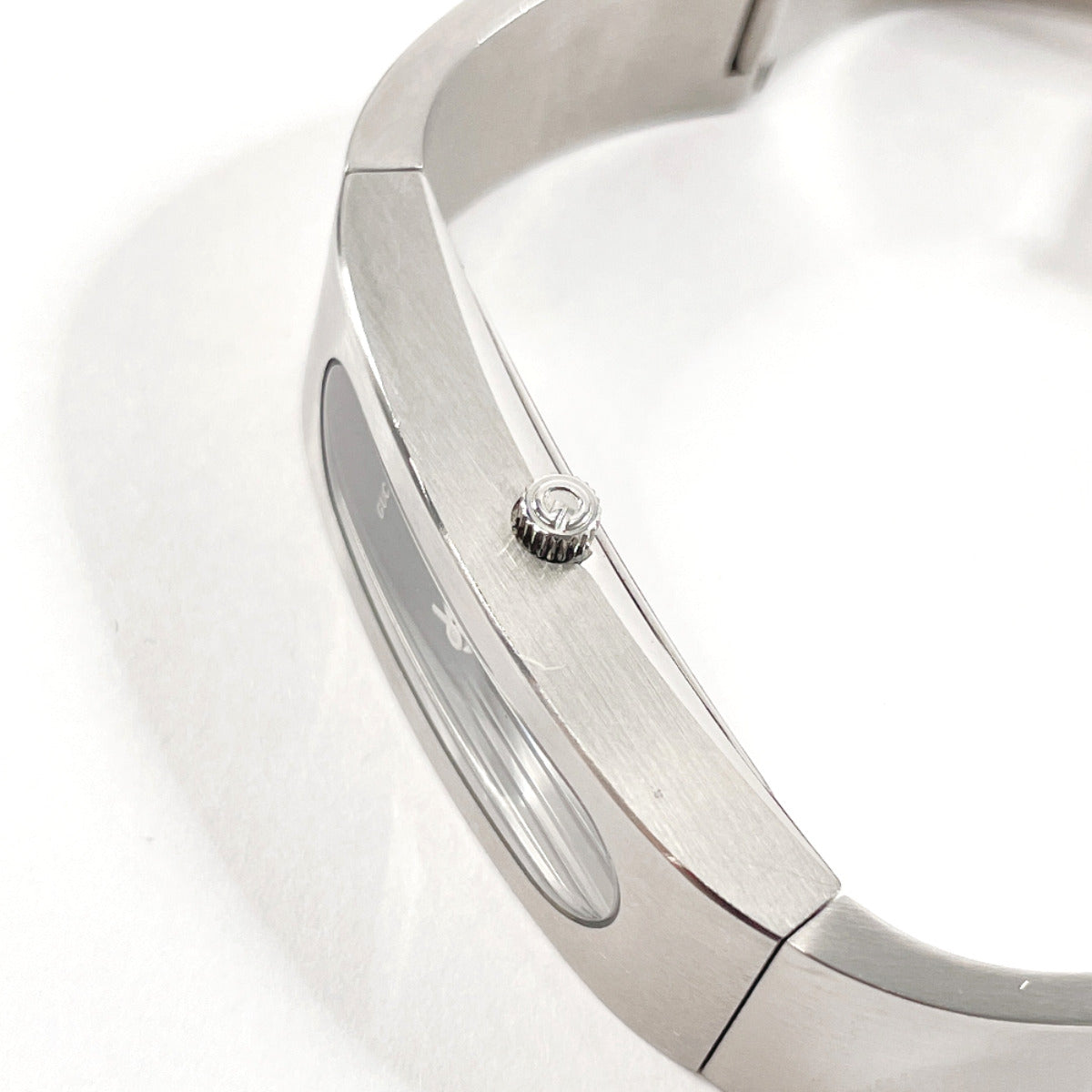 GUCCI Watches Quartz 2400S Stainless Steel Silver Bangle watch black dial Women Used
