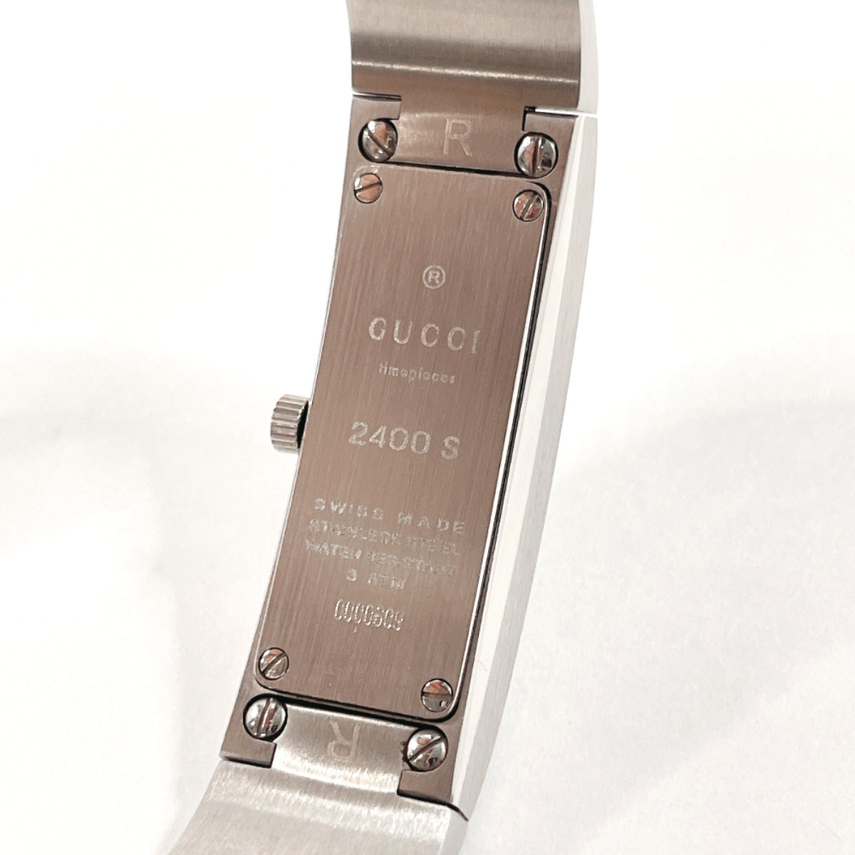 GUCCI Watches Quartz 2400S Stainless Steel Silver Bangle watch black dial Women Used