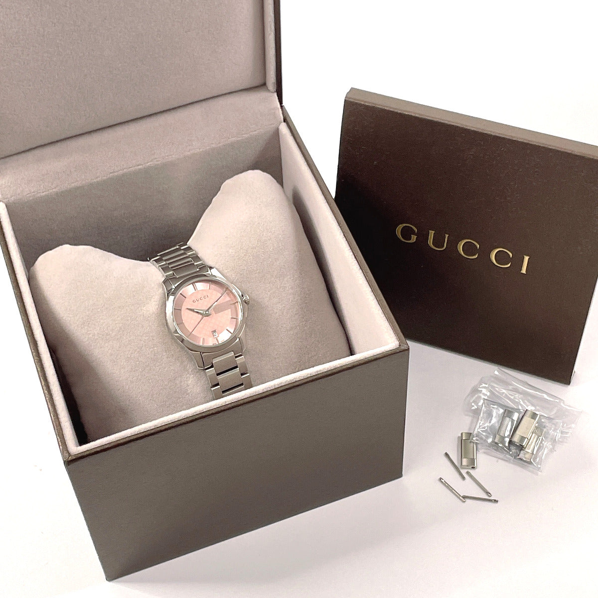 GUCCI Watches Quartz YA126524 Stainless Steel Silver G timeless pink dial Women Used