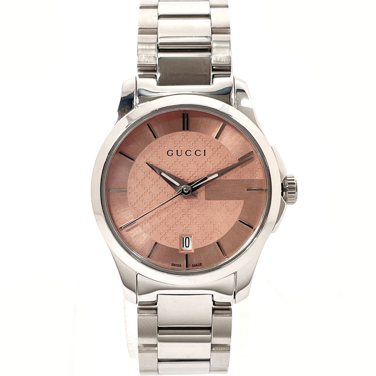 GUCCI Watches Quartz YA126524 Stainless Steel Silver G timeless pink dial Women Used