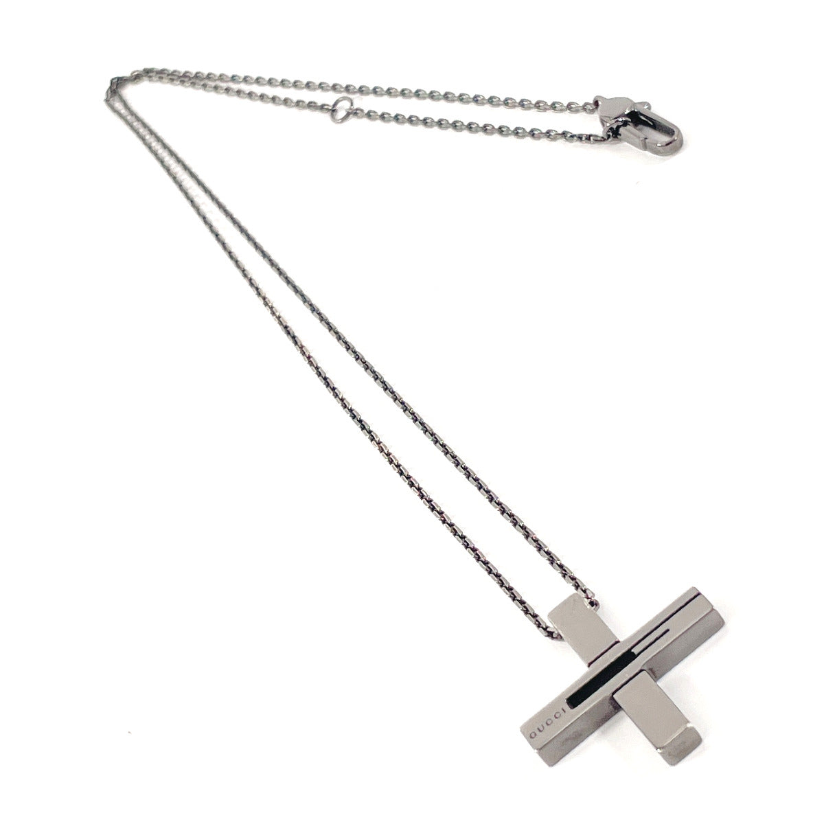 GUCCI Necklace Silver925 black Black rhodium plating Cross Cutout G